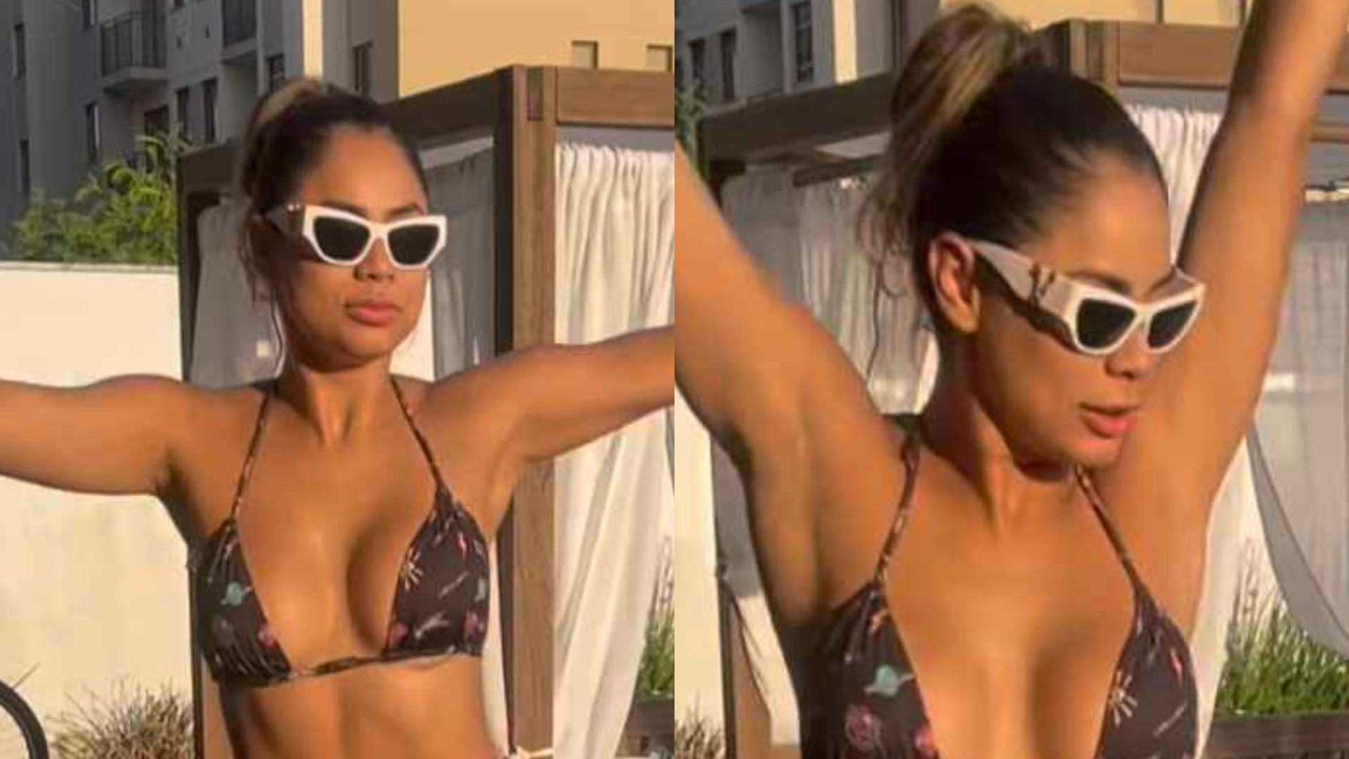 De biquíni, Lexa curte fim de tarde para se refrescar na piscina: “Plena”