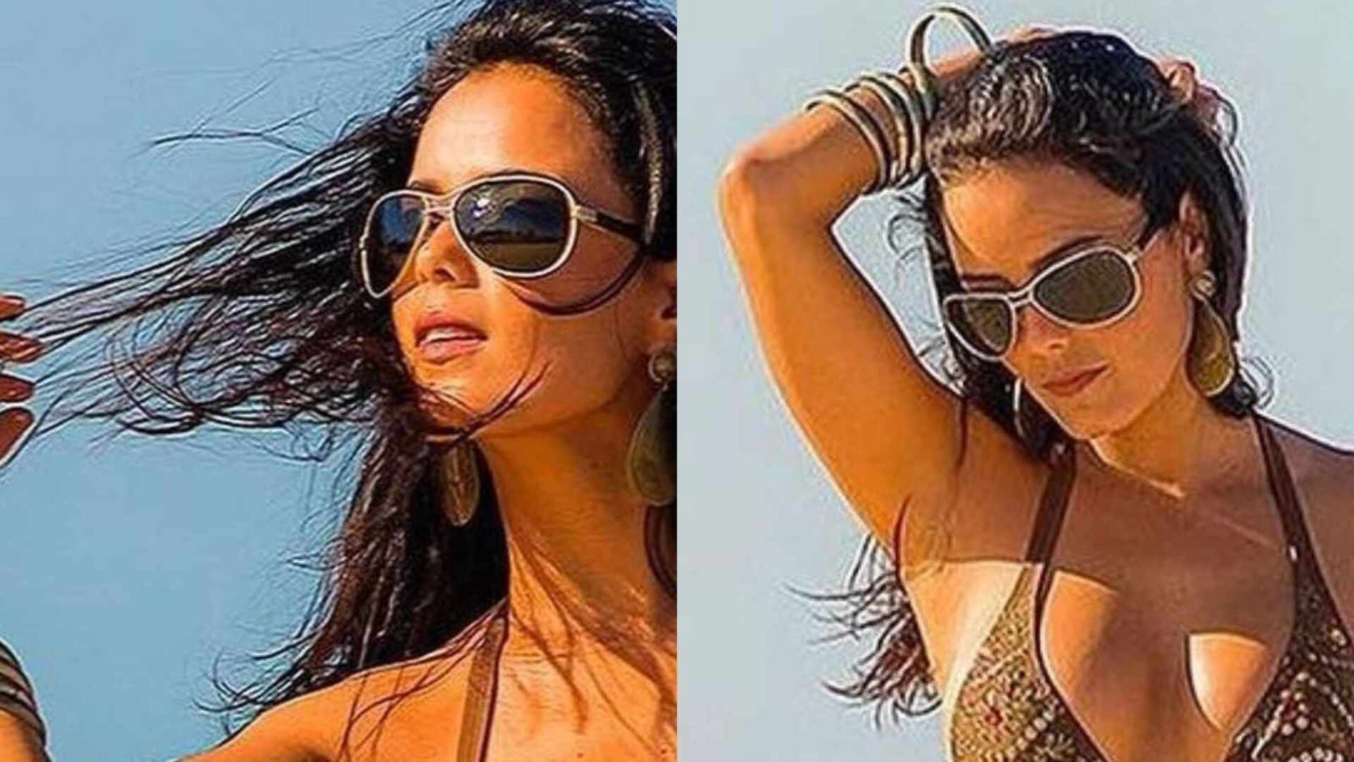 Luciele Di Camargo surpreende ao resgatar fotos do passado na praia