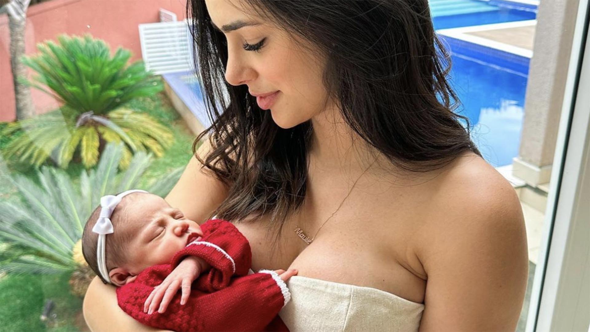 Bruna Biancardi celebra o primeiro mês de vida da filha, Mavie