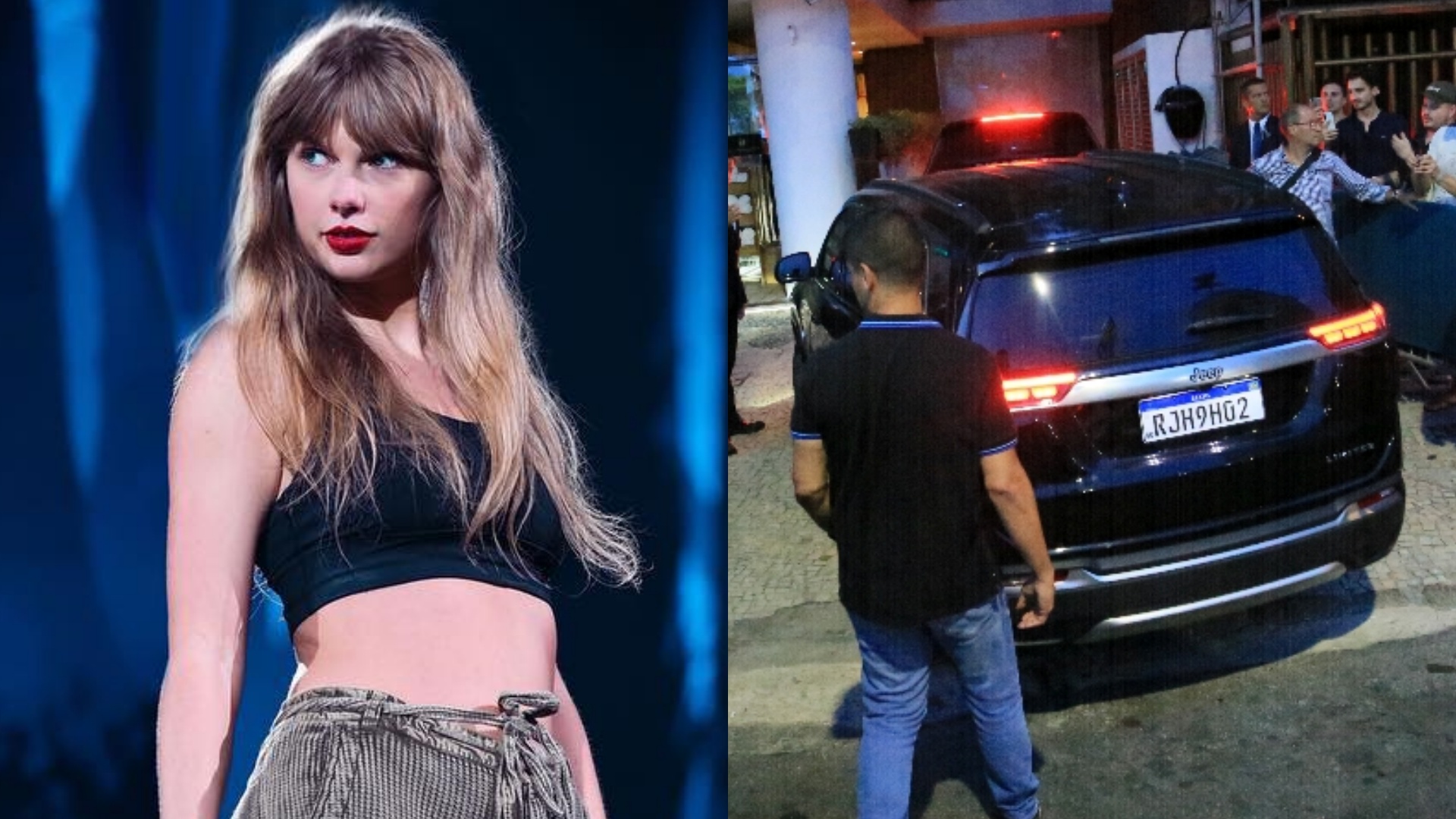 Após adiar show, Taylor Swift chega escoltada a hotel