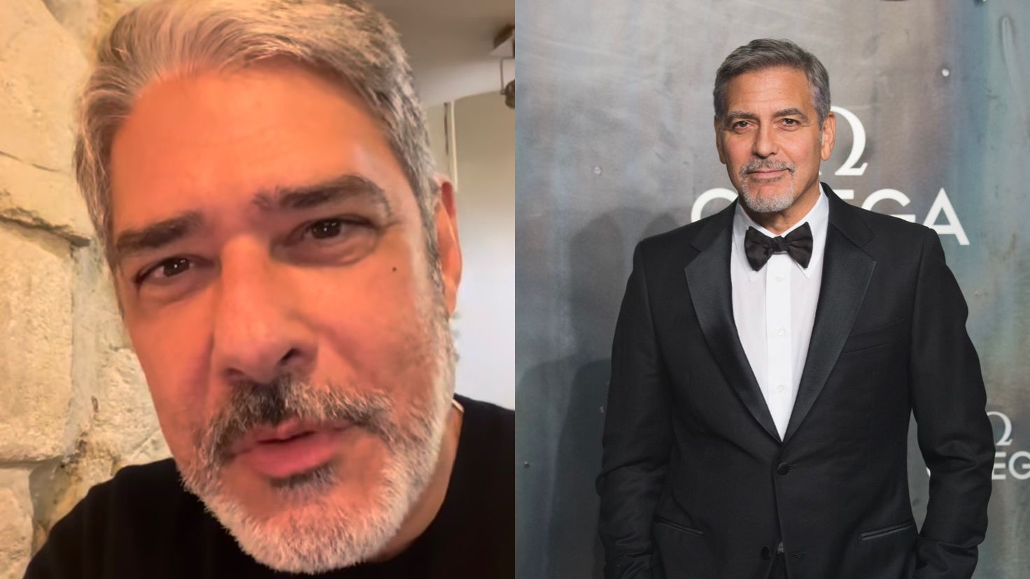 De férias, William Bonner encontra George Clooney em bar; assista
