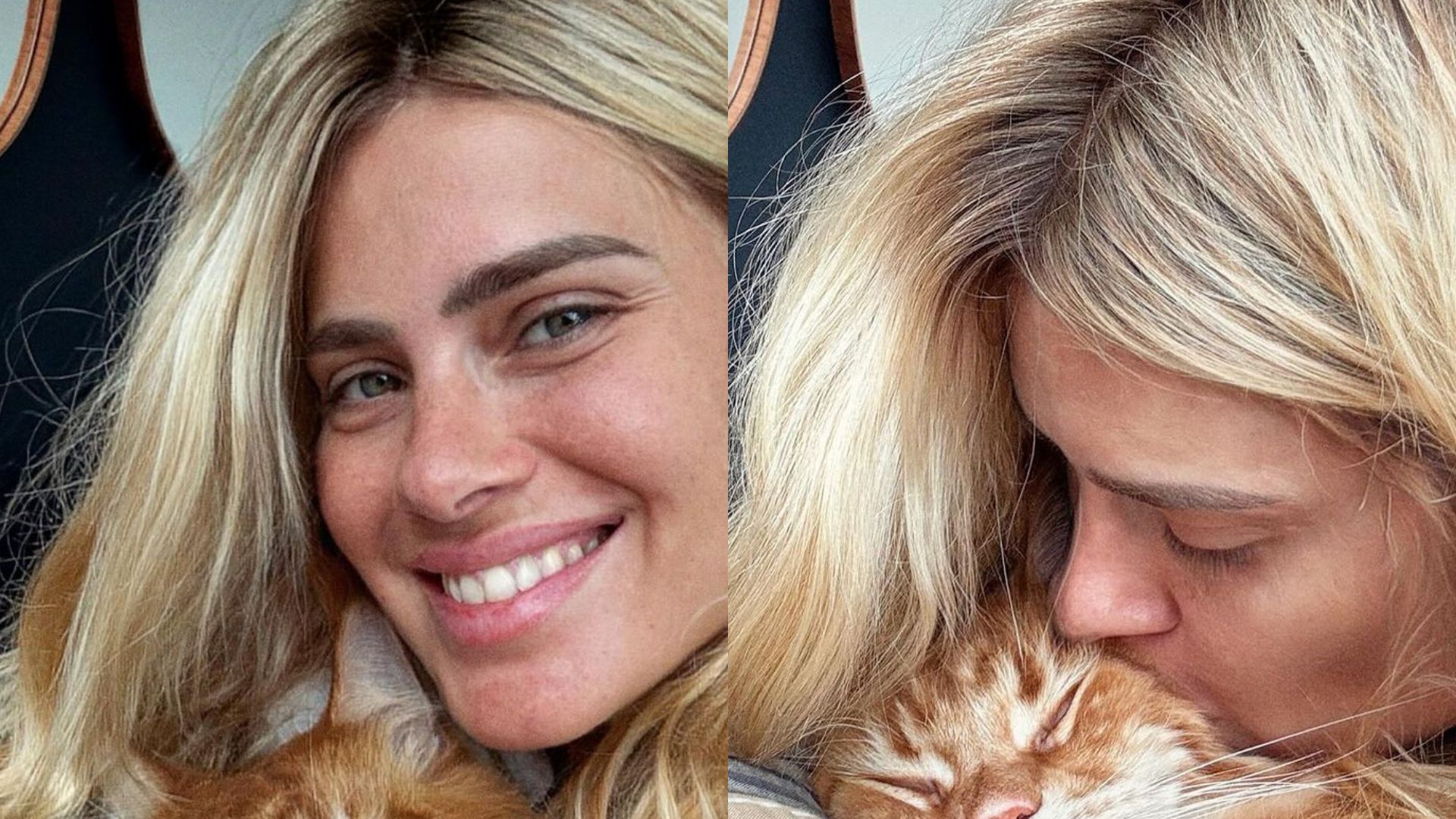 Toda natural, Carolina Dieckmann mostra cliques encantadores com seu gato: “Fofura”