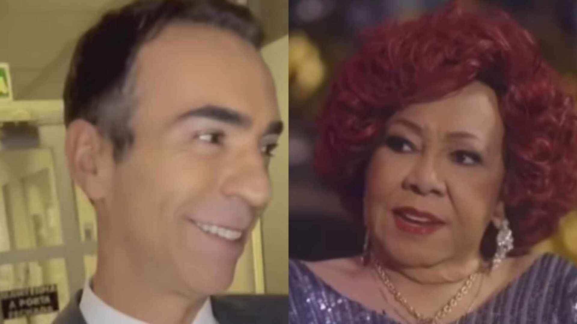 Cesar Tralli cutuca Ticiane Pinheiro após ‘cantada’ de Alcione: ”Fica esperta”