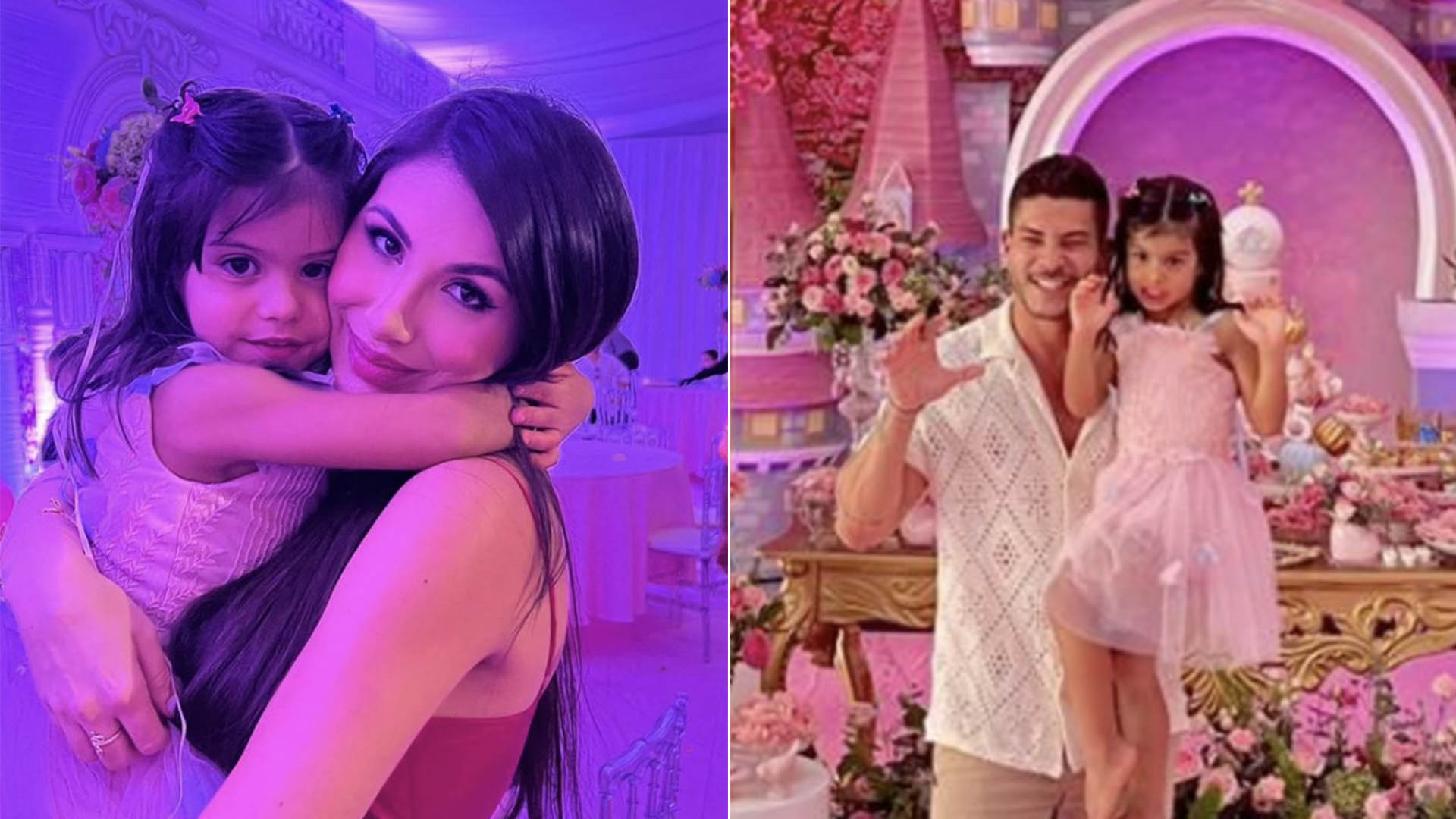 Grávida, ex-namorada de Arthur Aguiar vai ao aniversário da filha dele