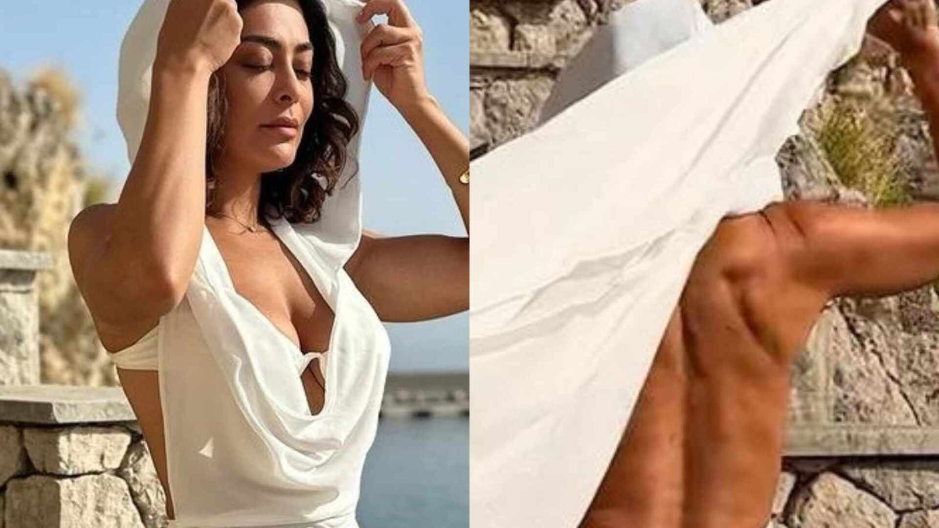 De vestido aberto, Juliana Paes revela costas saradas: ”Belíssima”