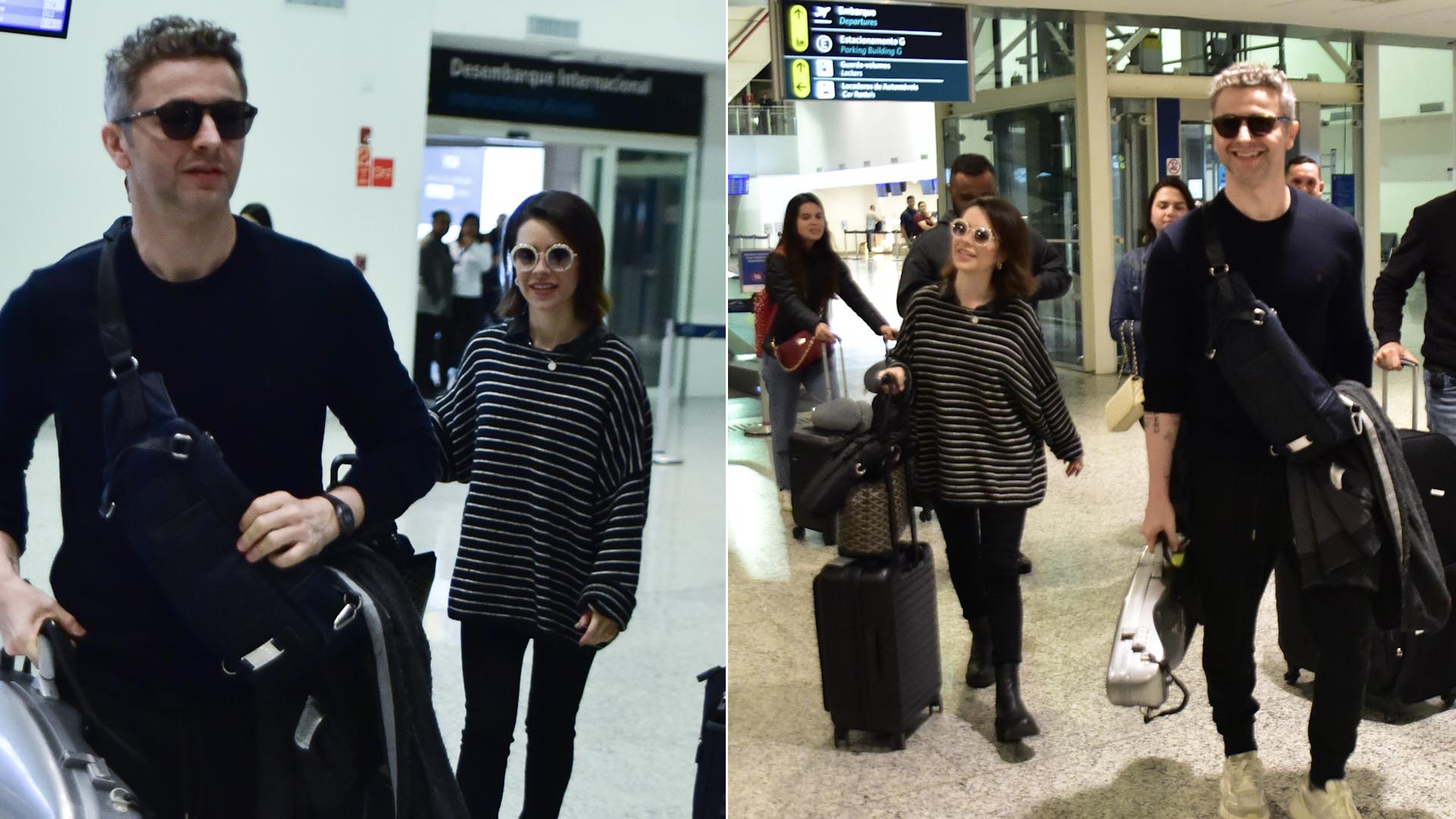Sandy e Lucas Lima são fotografados juntos em aeroporto de Campinas