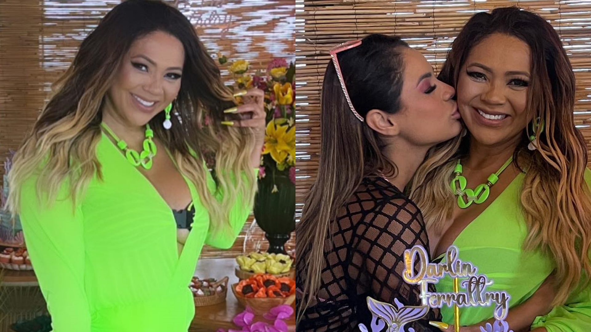 Mãe de Lexa aposta em look neon para comemorar aniversário