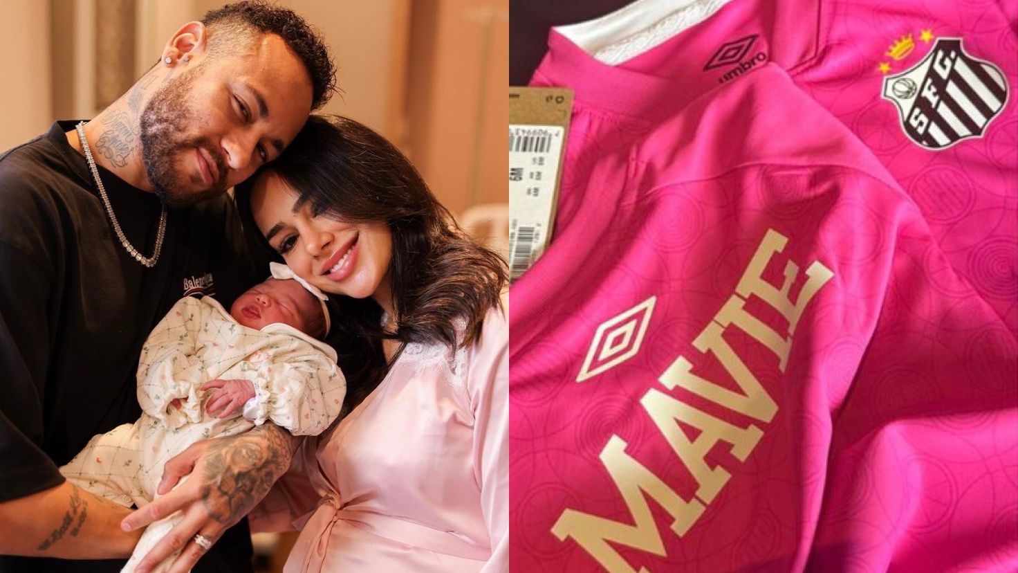 Recém-nascida, Mavie ganha camisa do Santos em homenagem ao time do pai, Neymar Jr.