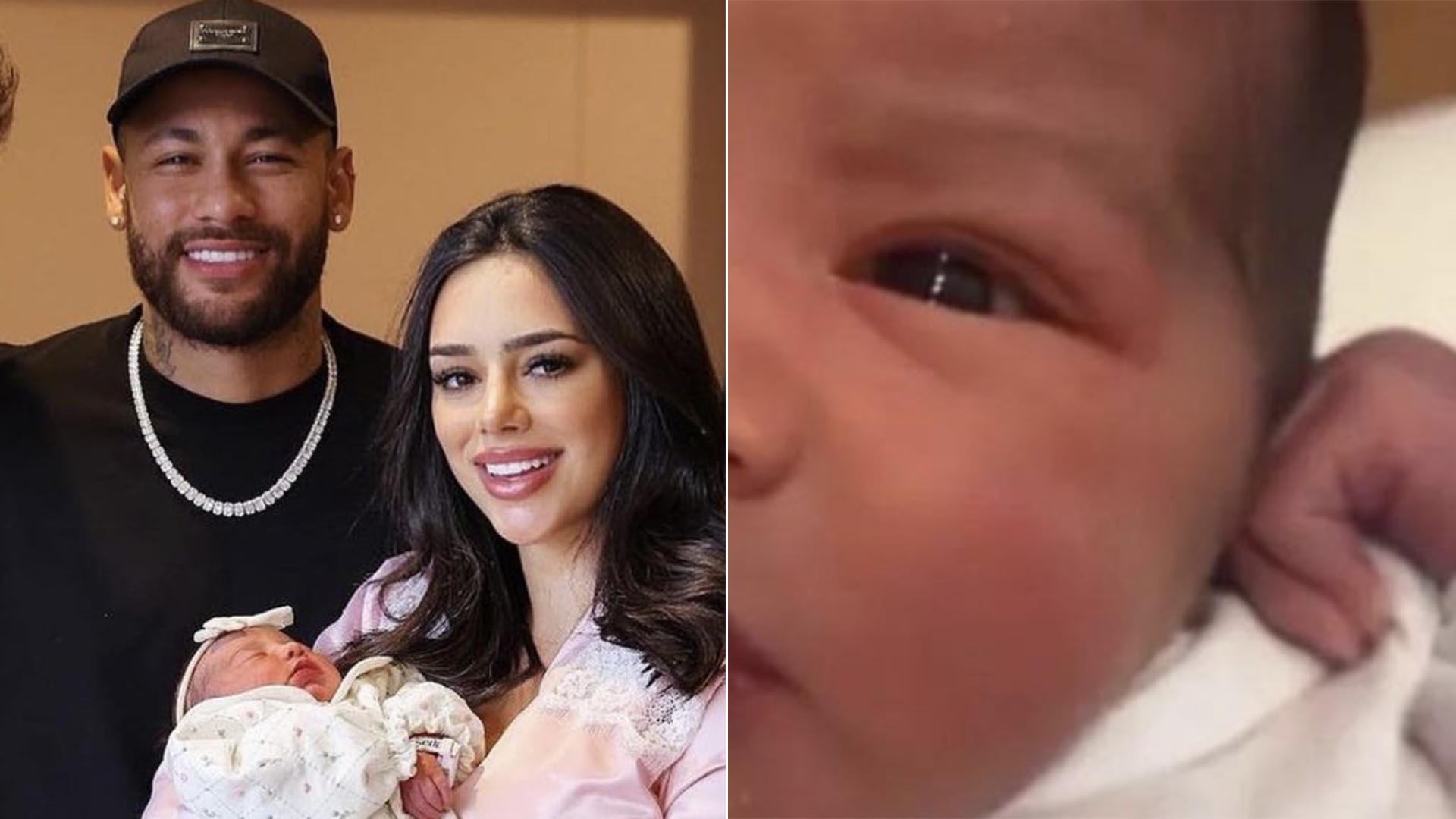 Mavie, filha de Neymar Jr e Bruna Biancardi, surge de olhos abertos pela primeira vez
