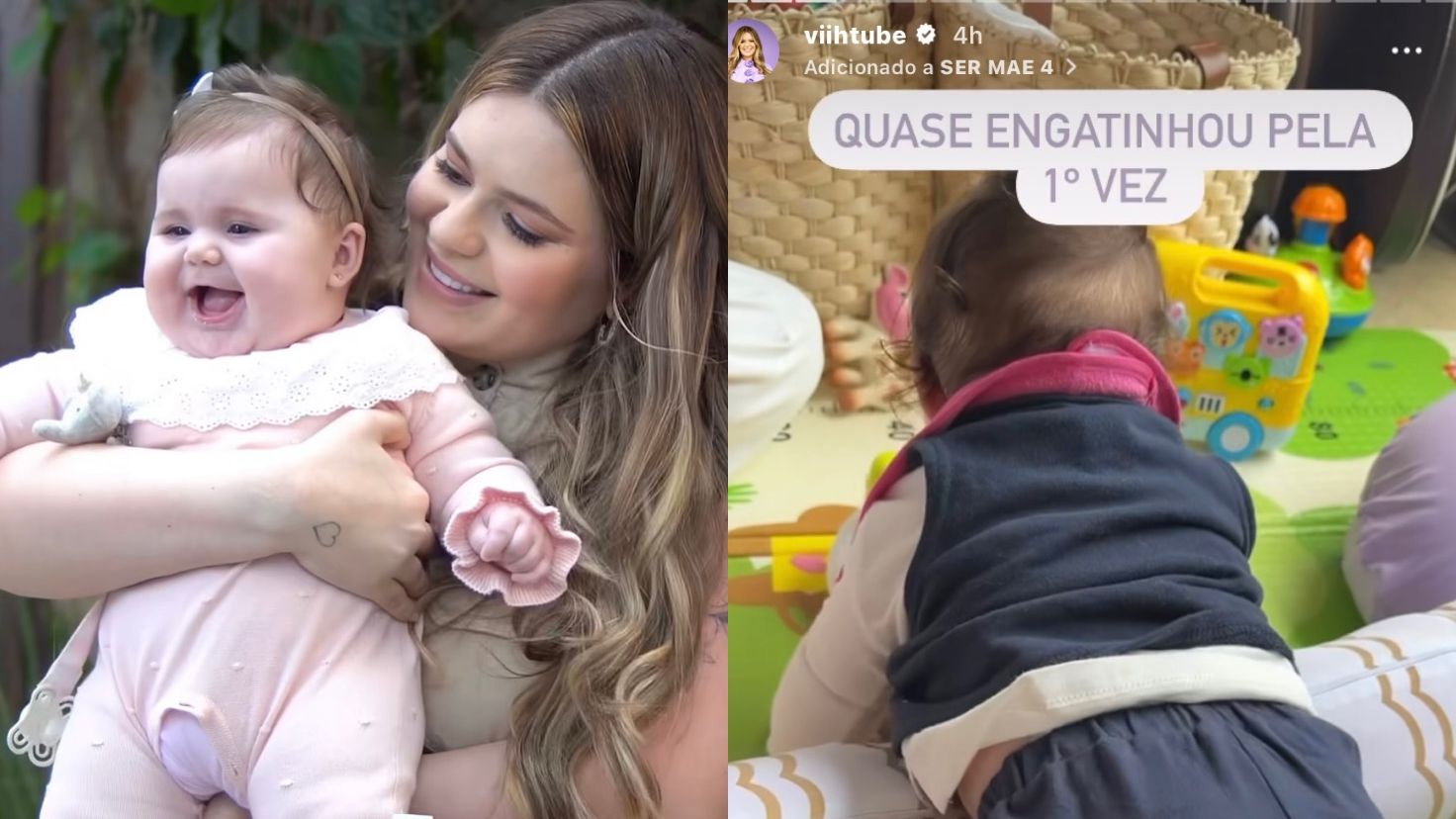 Viih Tube mostra a filha, Lua, tentando engatinhar e impressiona seguidores: ‘Vai sair andando’