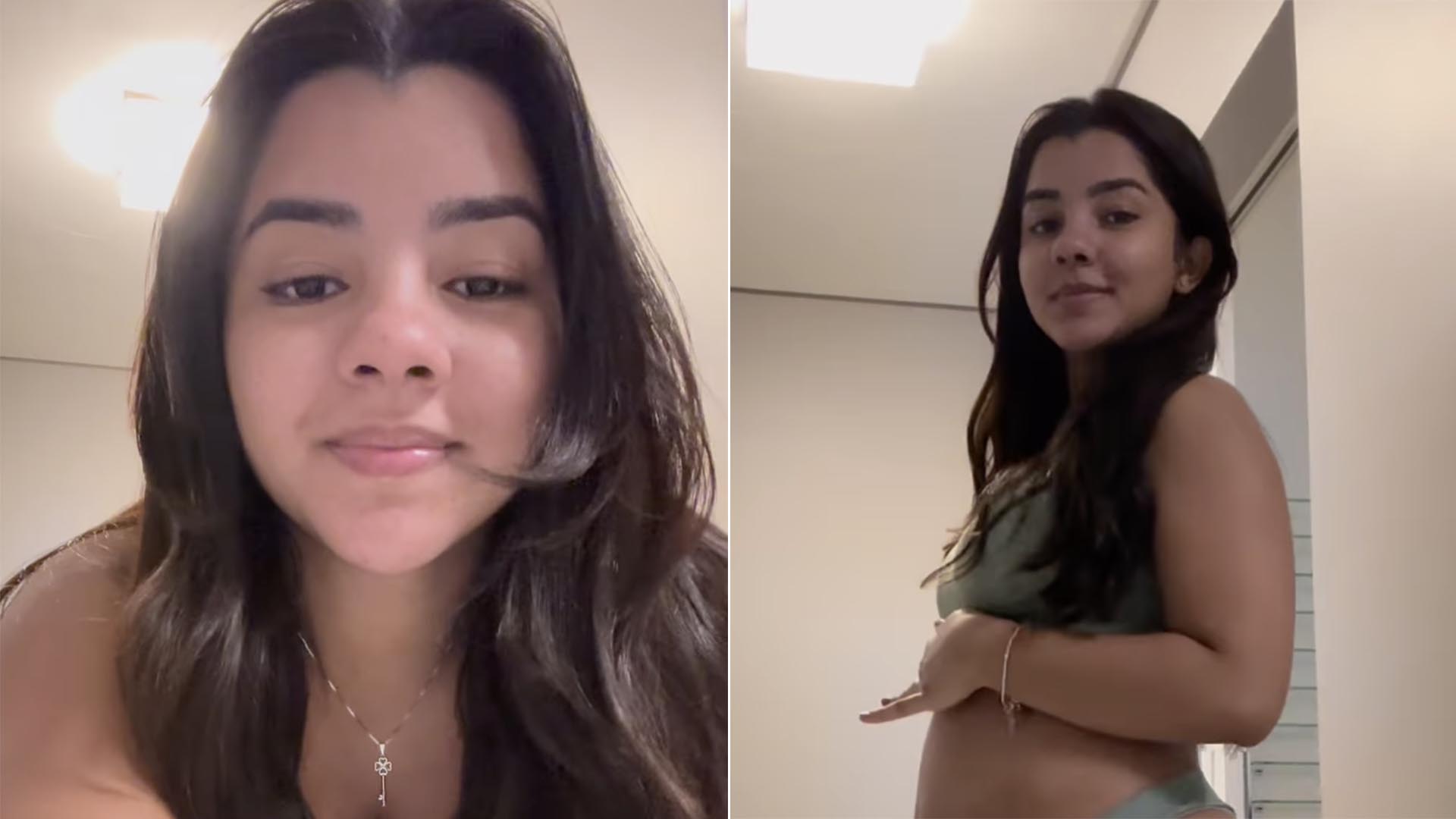 Grávida, namorada de João Gomes exibe seu corpo sem filtro em novo vídeo: ‘Minhas marcas’