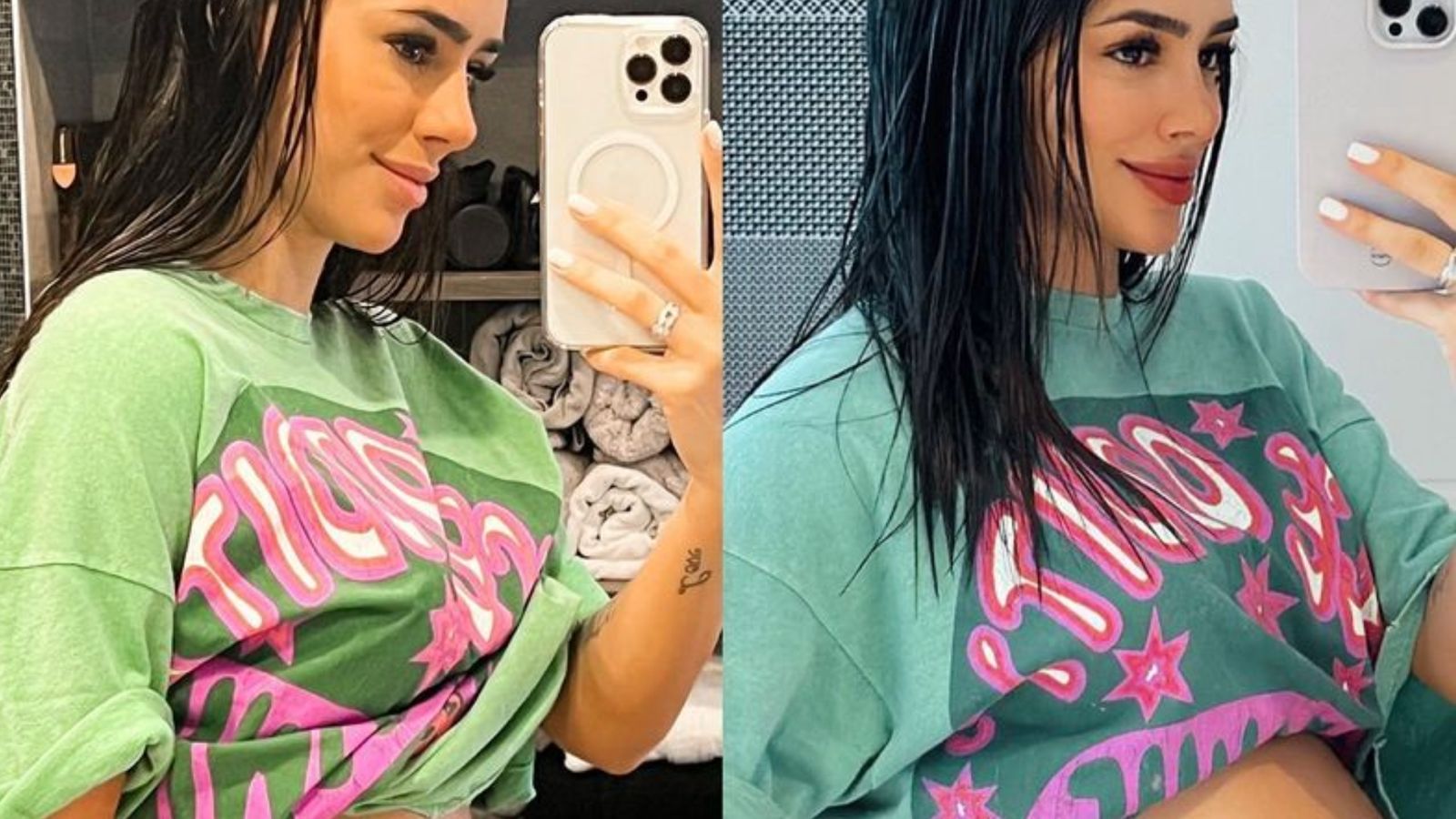 Tá enorme! Bruna Biancardi encanta ao exibir o crescimento do barrigão de grávida