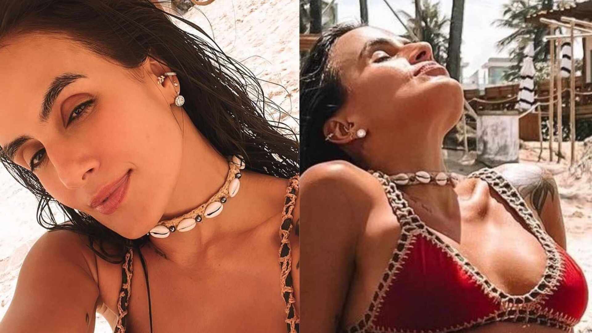 Carol Peixinho exibe barriga negativa em dia na praia: ”Tão linda”