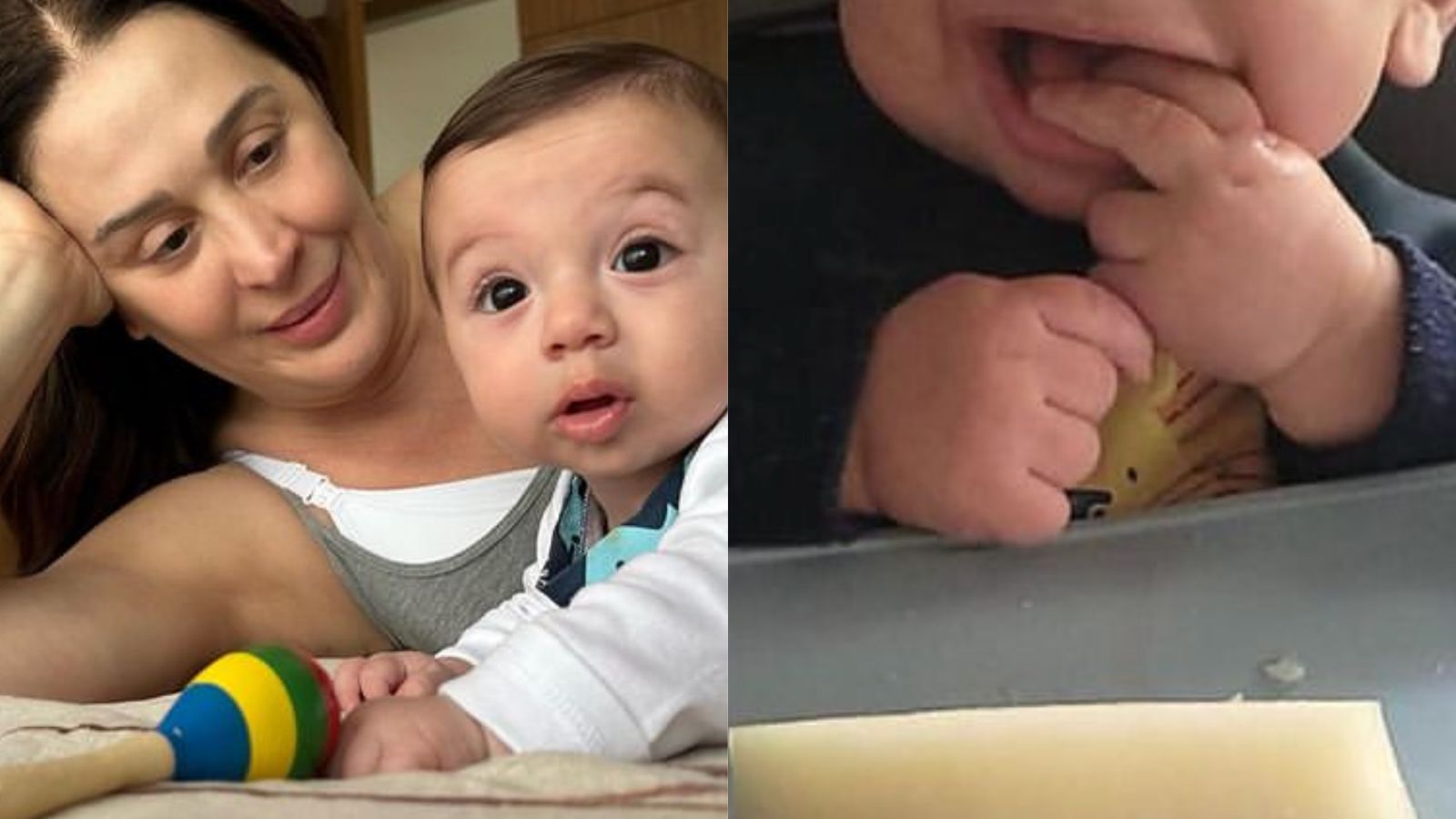Claudia Raia encanta ao mostrar Luca comendo frutinha pela primeira vez