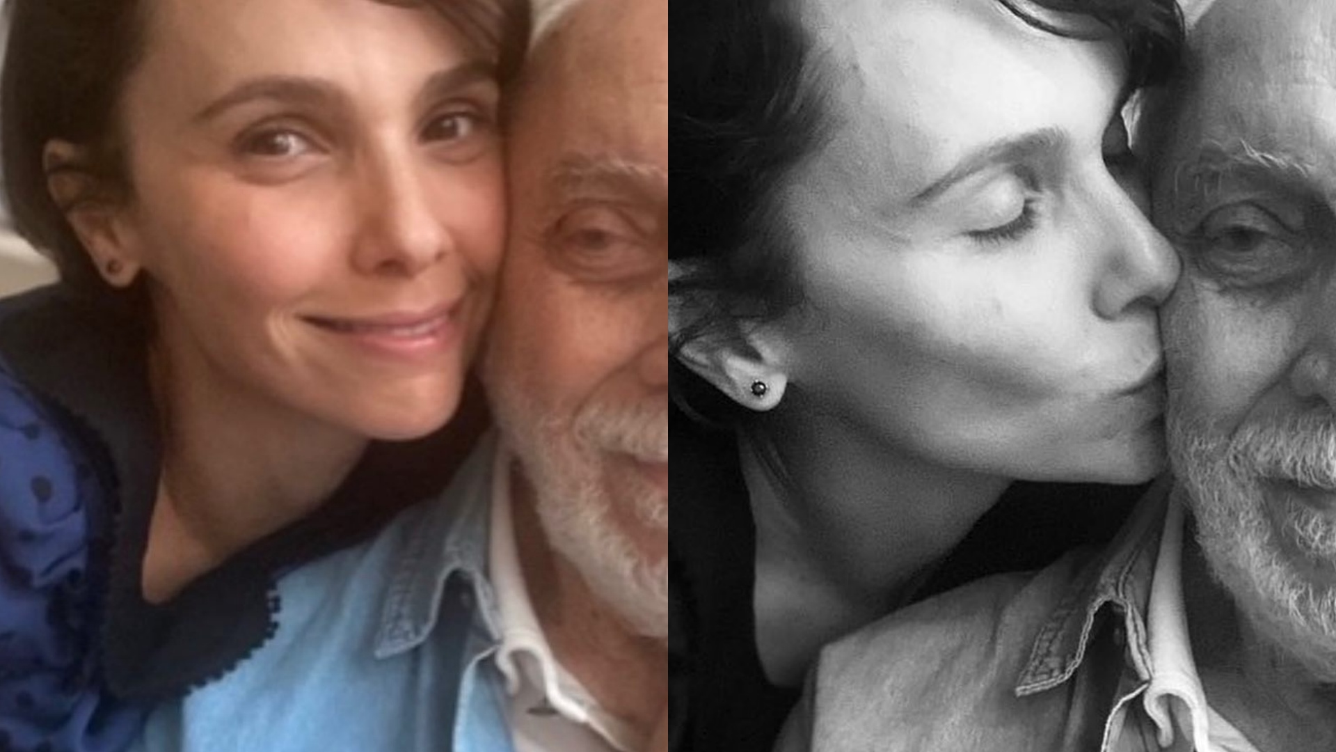 Com cliques raros, Débora Falabella presta homenagem no aniversário do pai