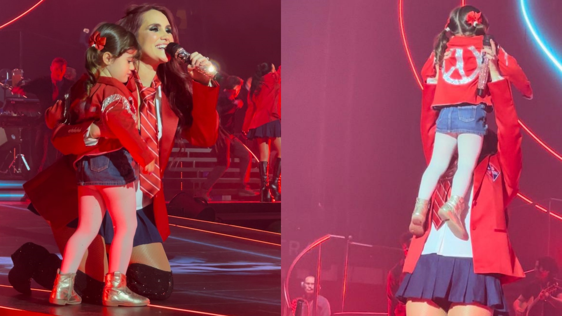 Dulce Maria empolga fãs ao levar a filha para palco do show do RBD