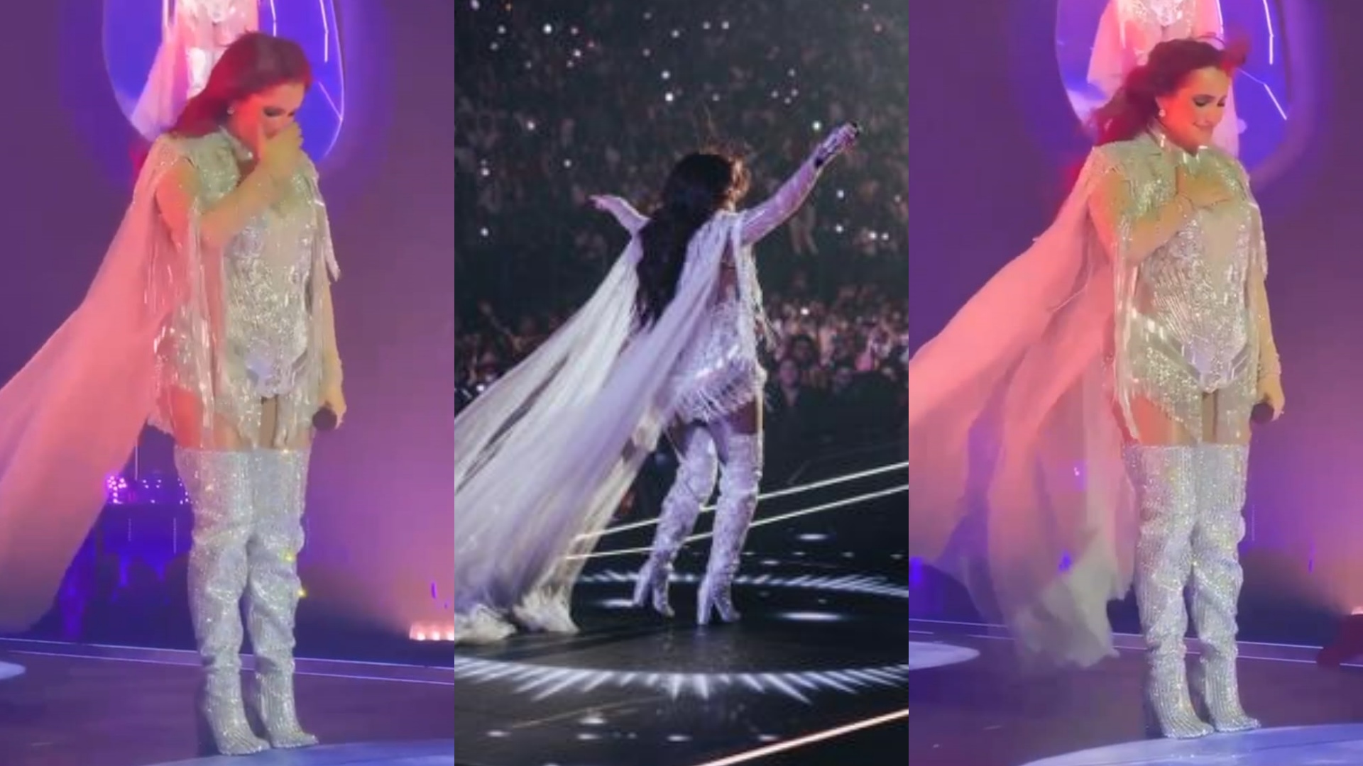Dulce Maria se emociona em performance e é ovacionada por público durante show