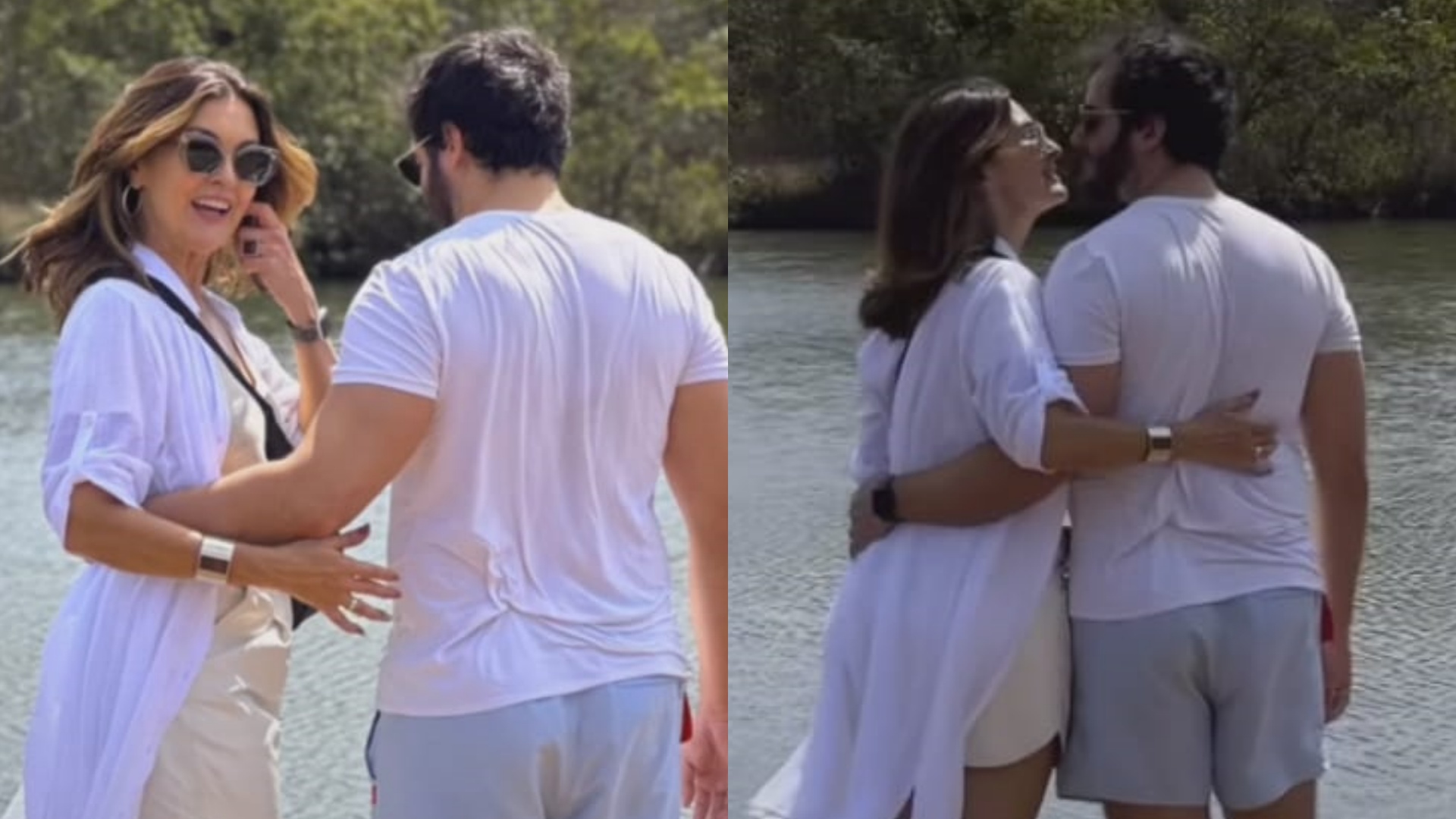 Fátima Bernardes curte passeio com o namorado em meio à natureza