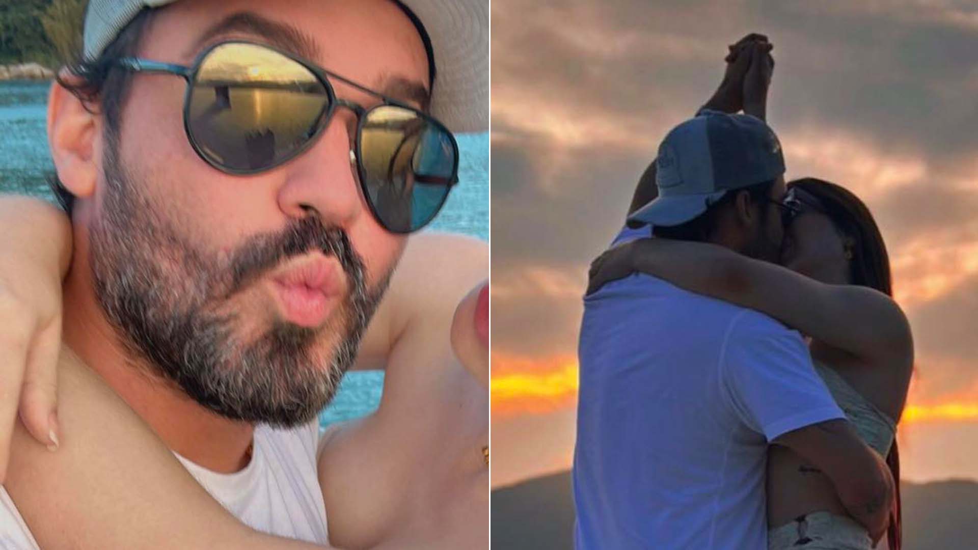 Tá rolando! Fernando Zor surge aos beijos com morena em passeio de barco