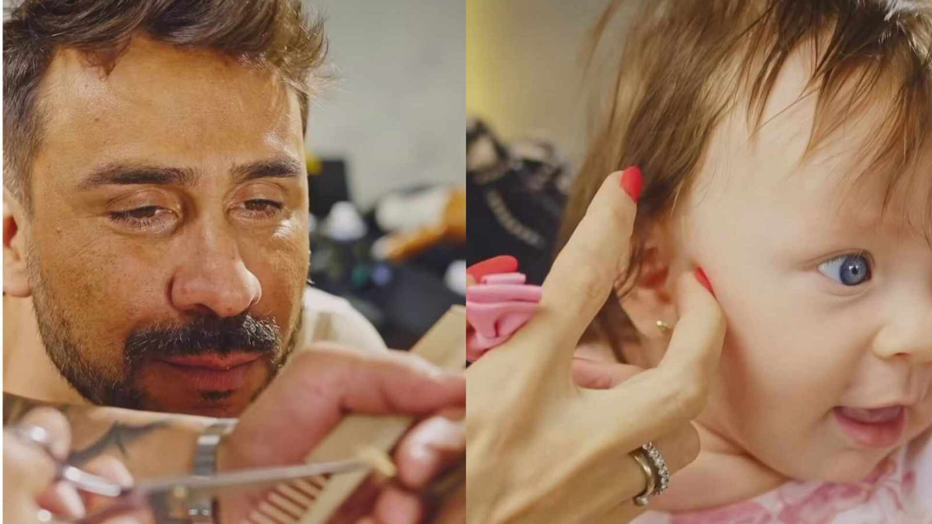 Aos 4 meses, filha de Julio Rocha corta o cabelo e divide opiniões sobre aparência: ”Carinha do pai”