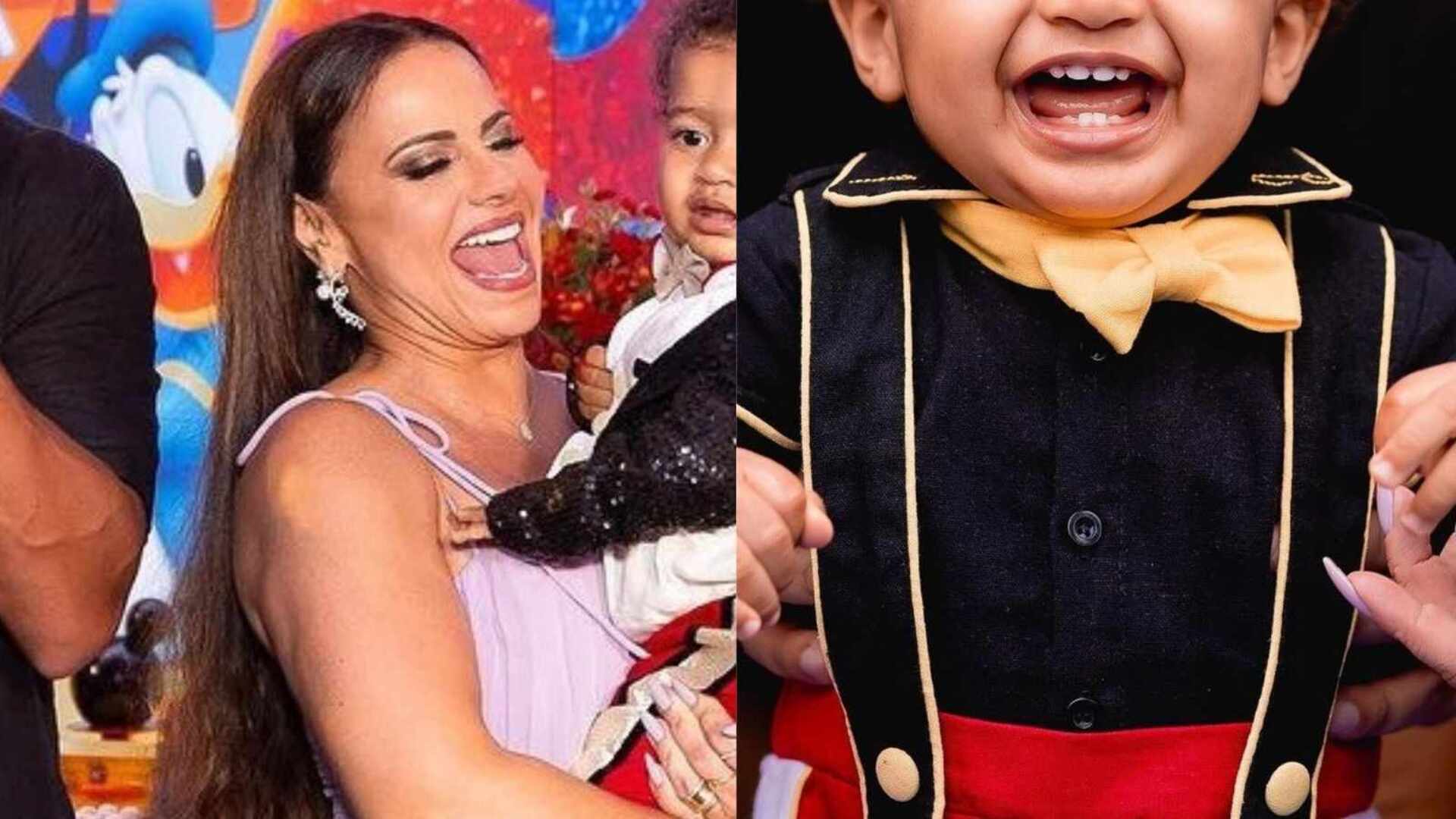Com look temático, filho de Viviane Araújo esbanja charme em fotos de aniversário