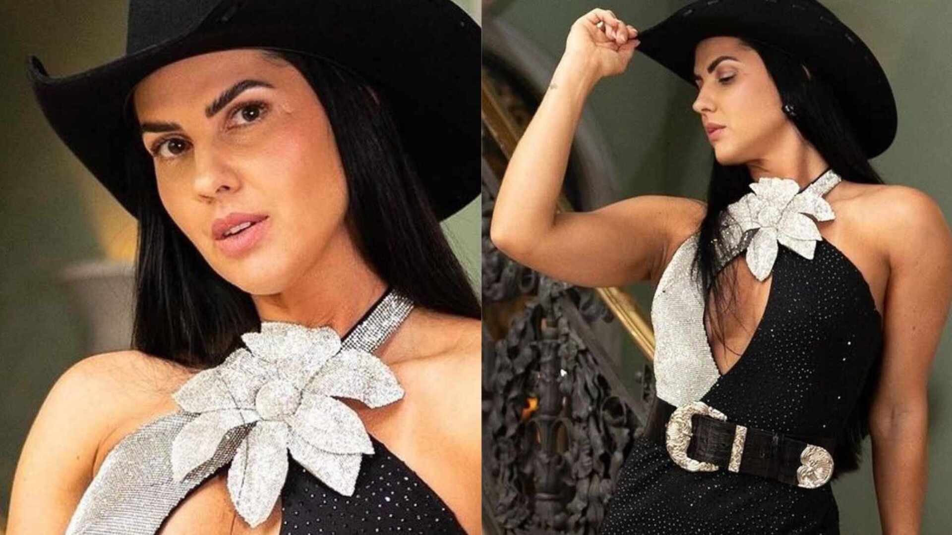 Com fenda e decote, Graciele Lacerda surpreende com look country ousado: ”Linda”