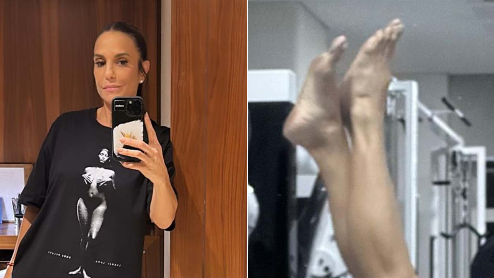 Na academia, Ivete Sangalo exibe as pernas torneadas