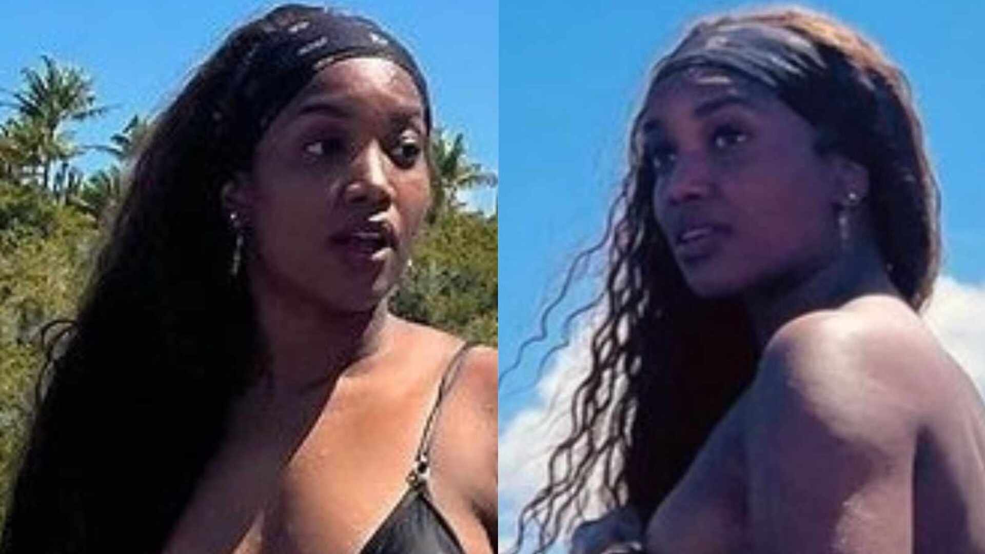 Iza tira parte de cima na praia e chama a atenção: ”Deusa”