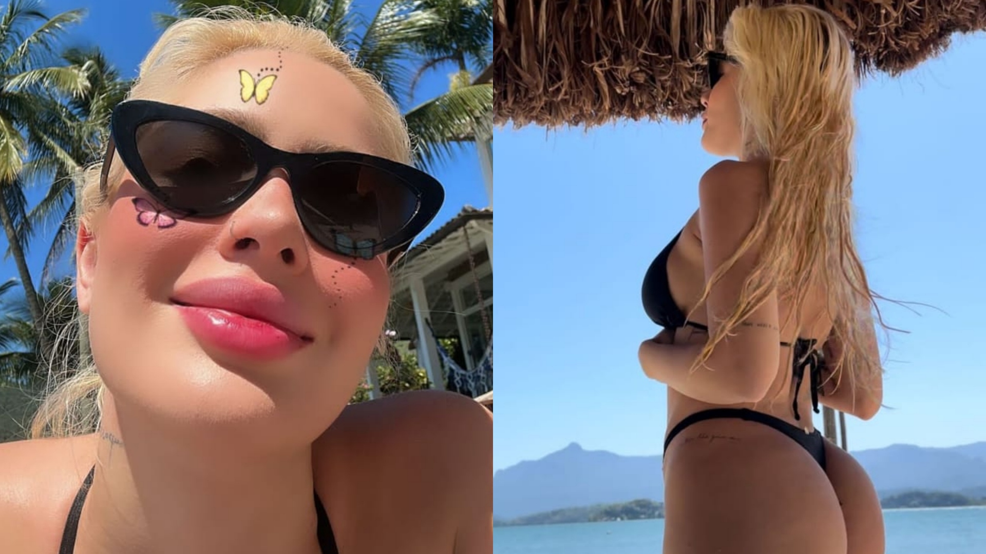 Karoline Lima atualiza bronzeado e se refresca em dia de sol no Rio; confira