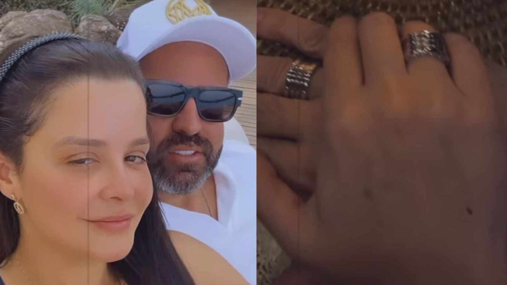 Em viagem romântica, Maraisa troca alianças com o novo namorado e celebra surpresa