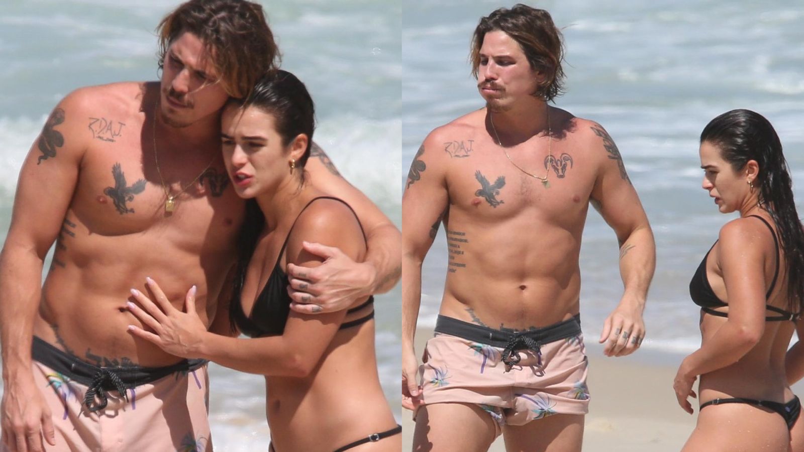 Romulo Arantes Neto curte praia em clima de romance com Mariana Saad