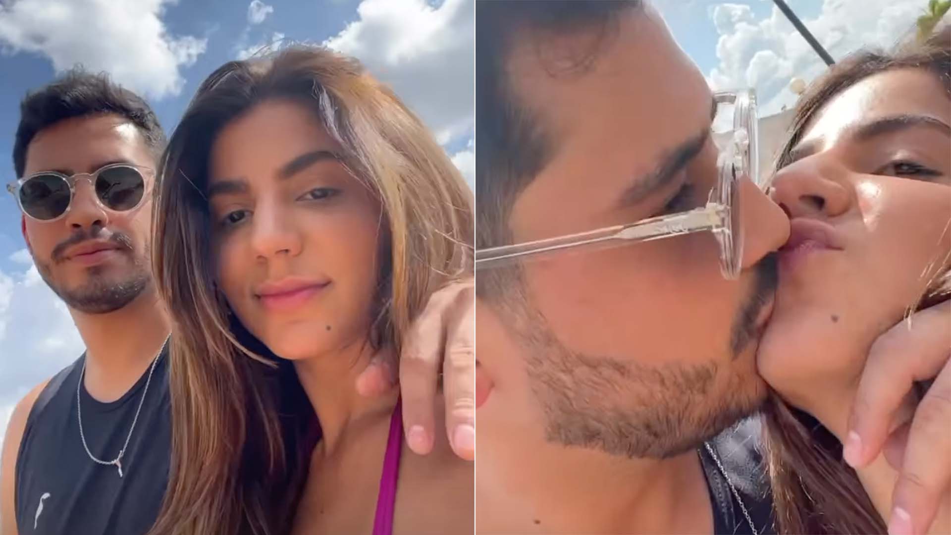 Ex-BBB Hariany exibe vídeo de beijo no filho do cantor Leonardo
