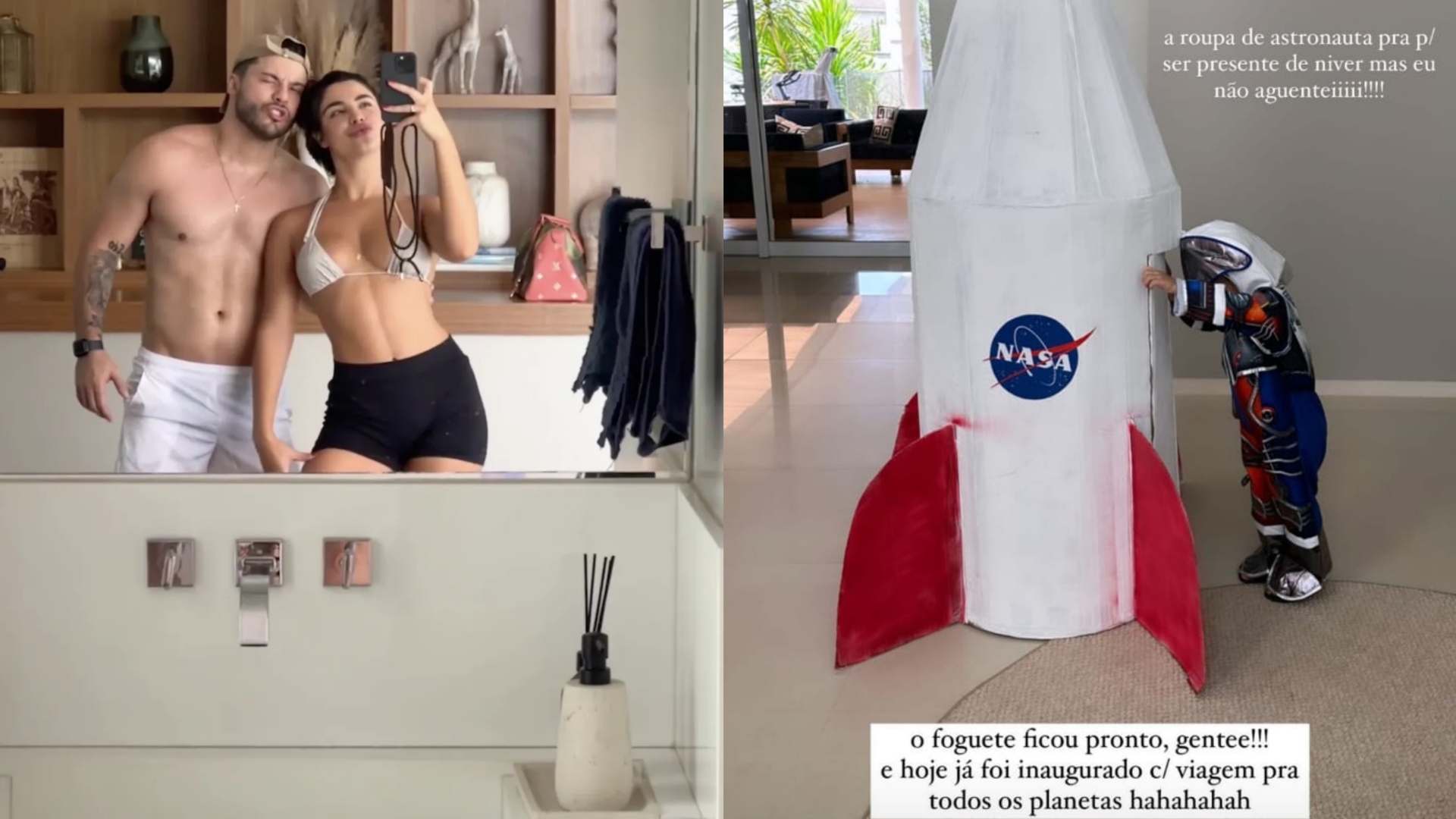 Gabriela Versiani mostra filho de Murilo Huff com look de astronauta e entrega: ‘Era para ser presente’