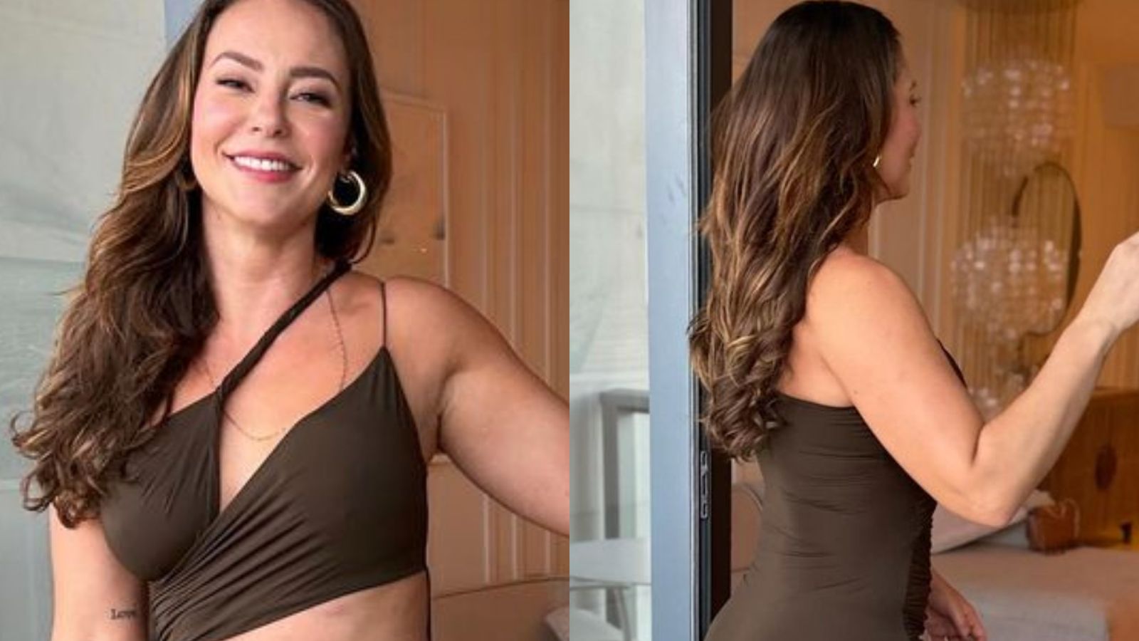 Paolla Oliveira ultrapassa os limites da beleza ao posar com vestido recortado