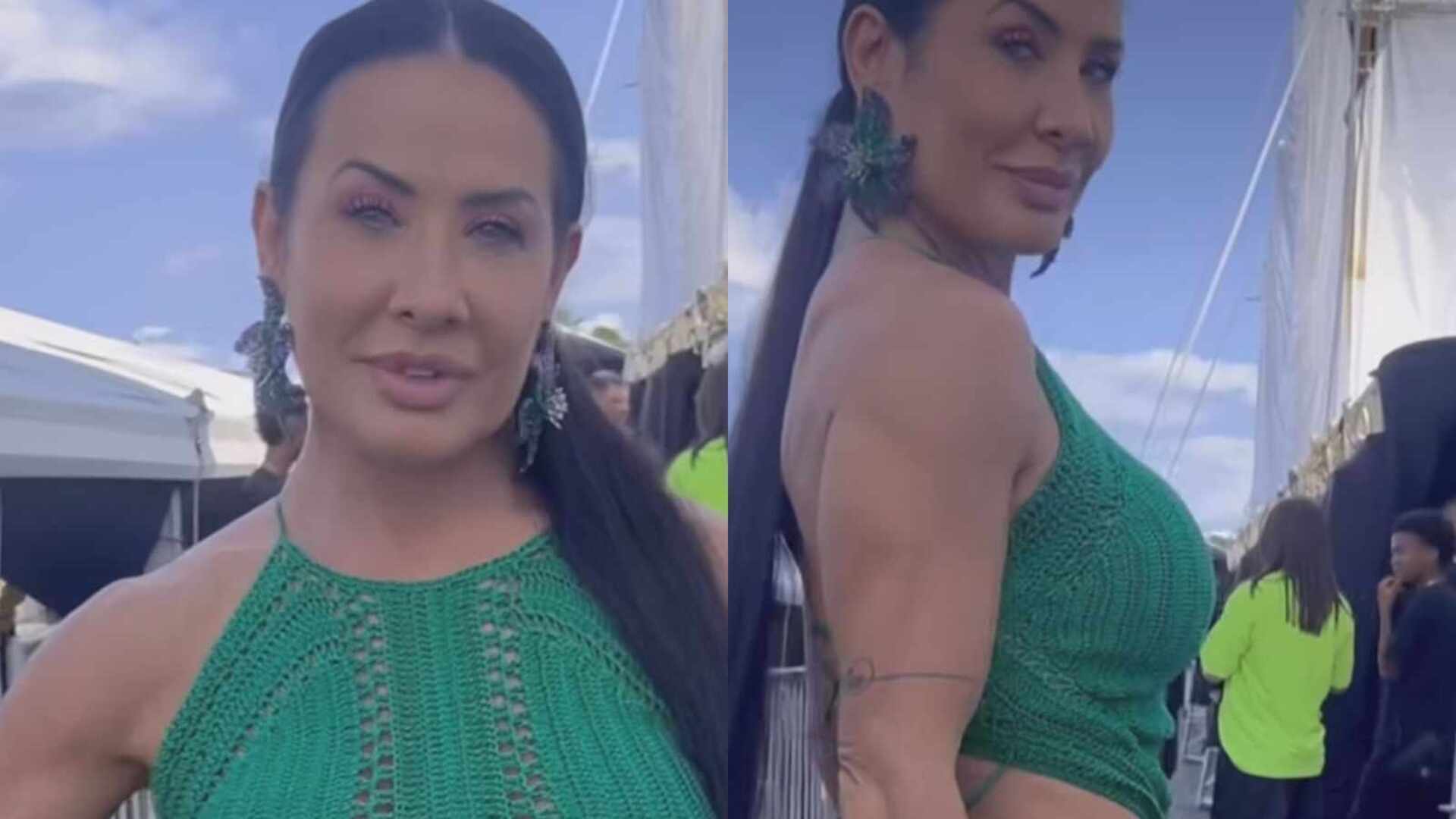 De vestidinho de crochê, Scheila Carvalho choca com corpaço monumental: ”Linda”
