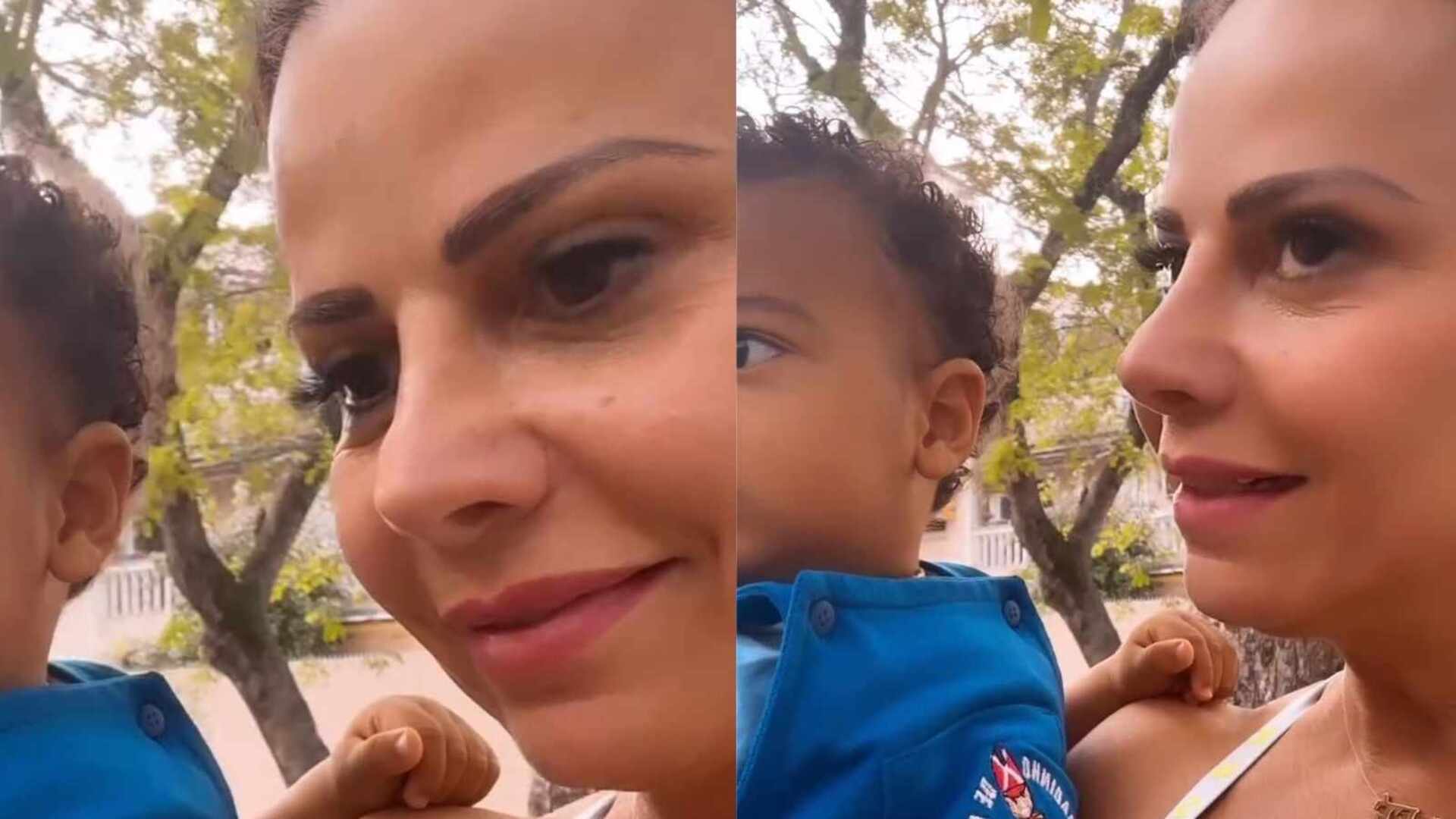 Viviane Araújo comete gafe com o filho na escola: ”Olha a minha cara”