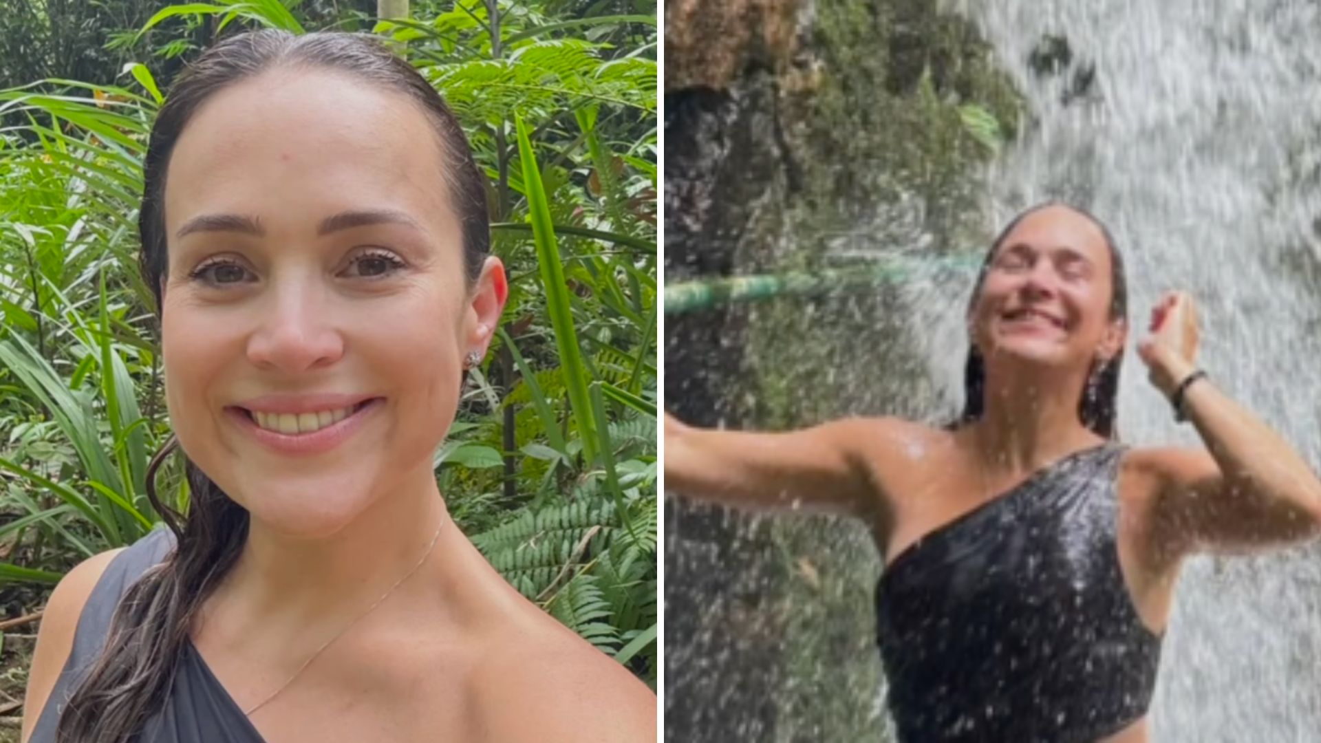 Discreta e deslumbrante, Gabriela Duarte exibe corpaço em banho de cachoeira