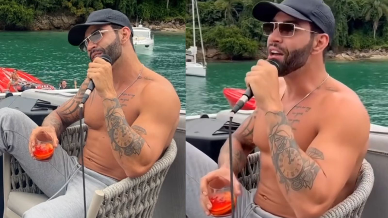 Gusttavo Lima transforma ‘resenha’ com amigos em show particular em alto-mar