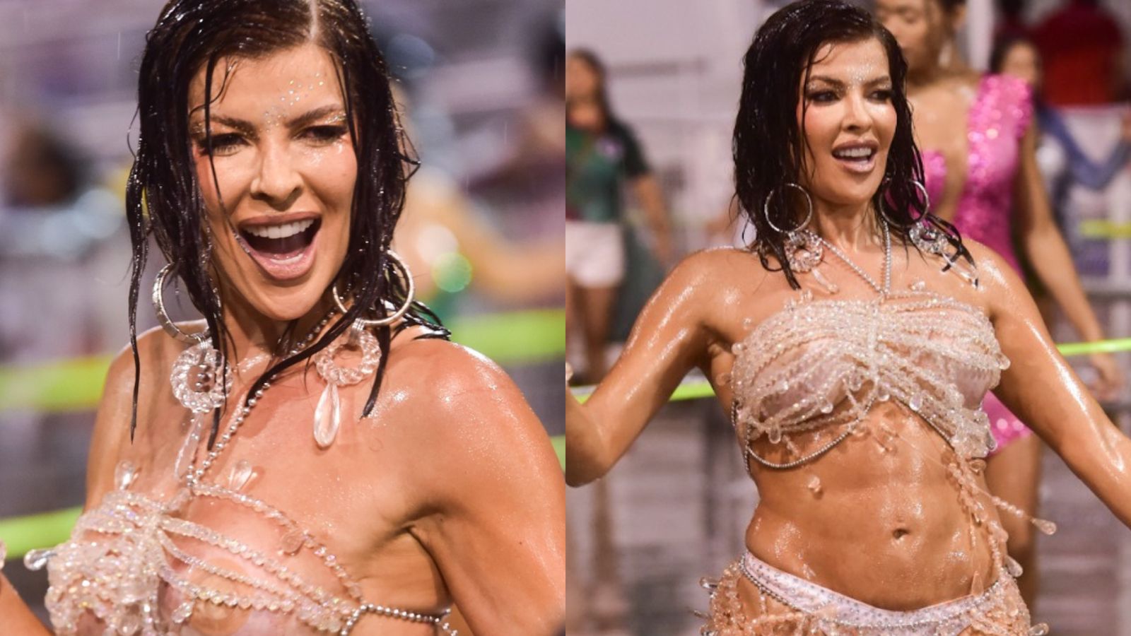 Jaquelline Grohalski arrasa com fantasia encharcada em ensaio de Carnaval
