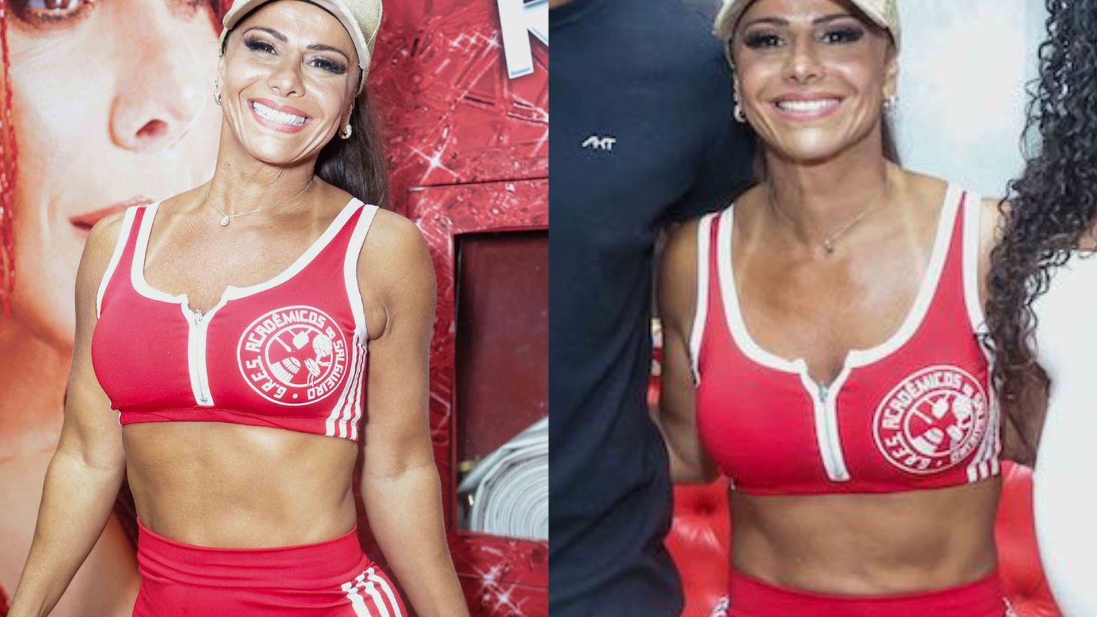 Viviane Araújo chama atenção com conjuntinho vermelho em noitada de samba