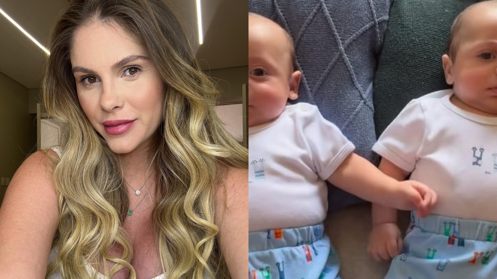 Com vídeo fofo, Bárbara Evans celebra o terceiro mês dos filhos gêmeos