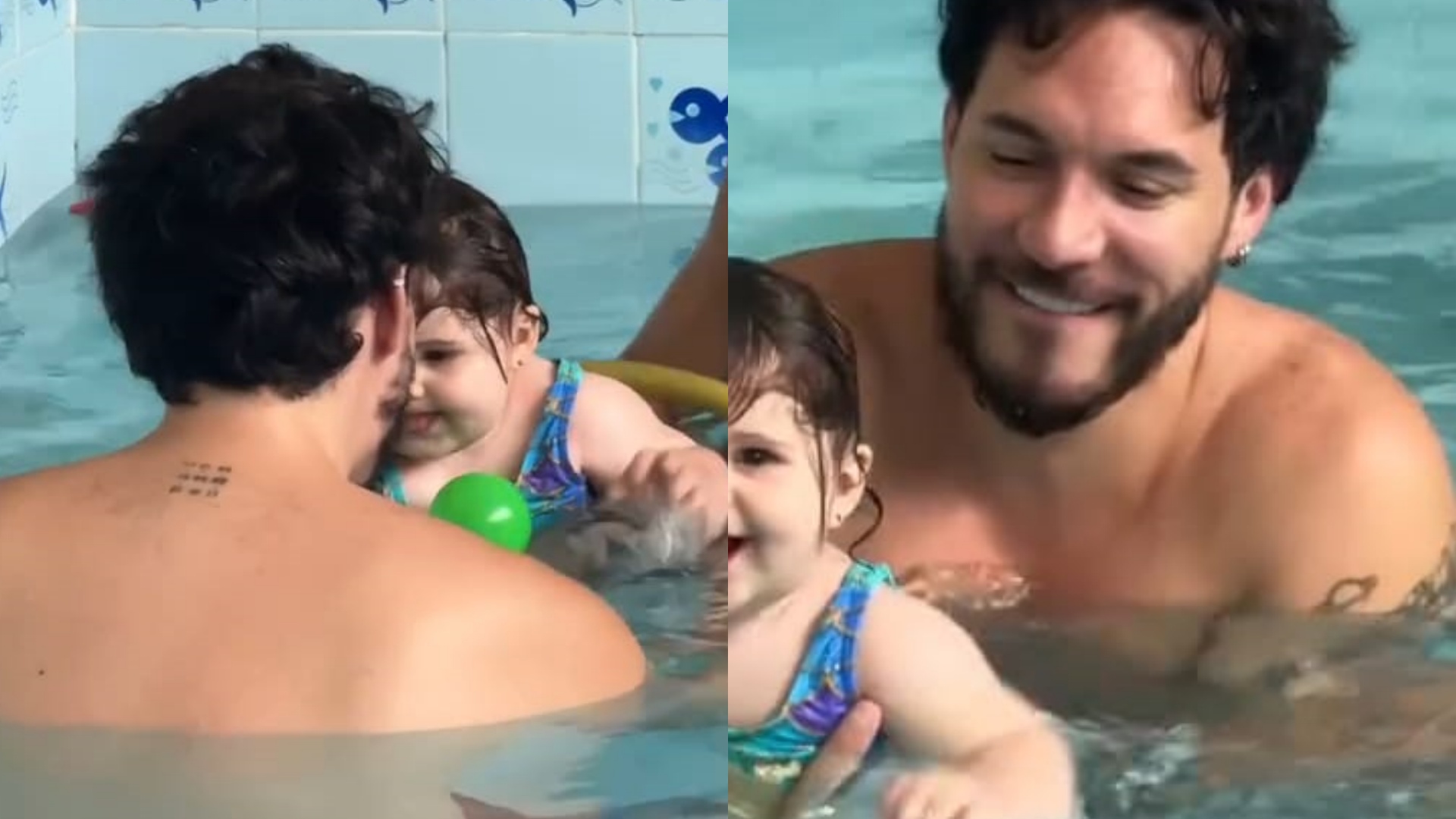 Eliezer encanta ao mostrar primeira aula de natação da filha, Lua