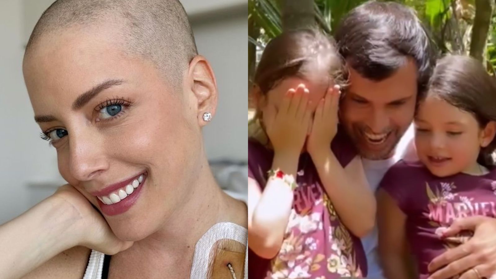 Fabiana Justus emociona ao mostrar reação das gêmeas após raspar o cabelo