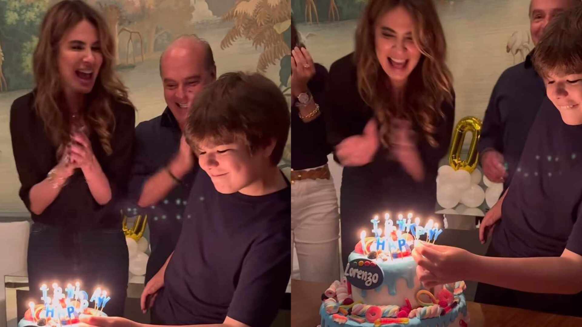 Ao lado do ex-marido, Luciana Gimenez celebra aniversário do caçula