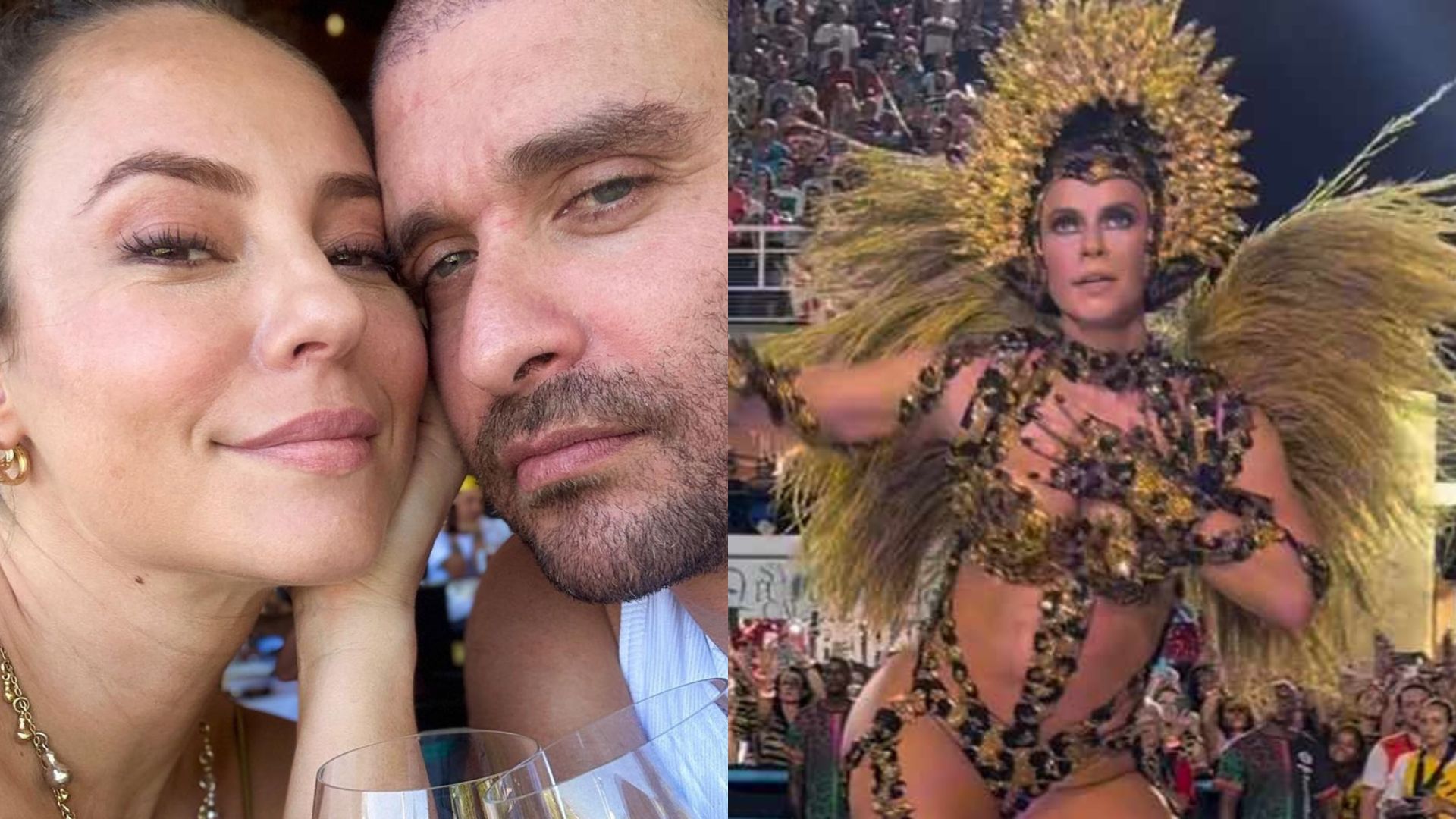 Diogo Nogueira se derrete por Paolla Oliveira em desfile de Carnaval