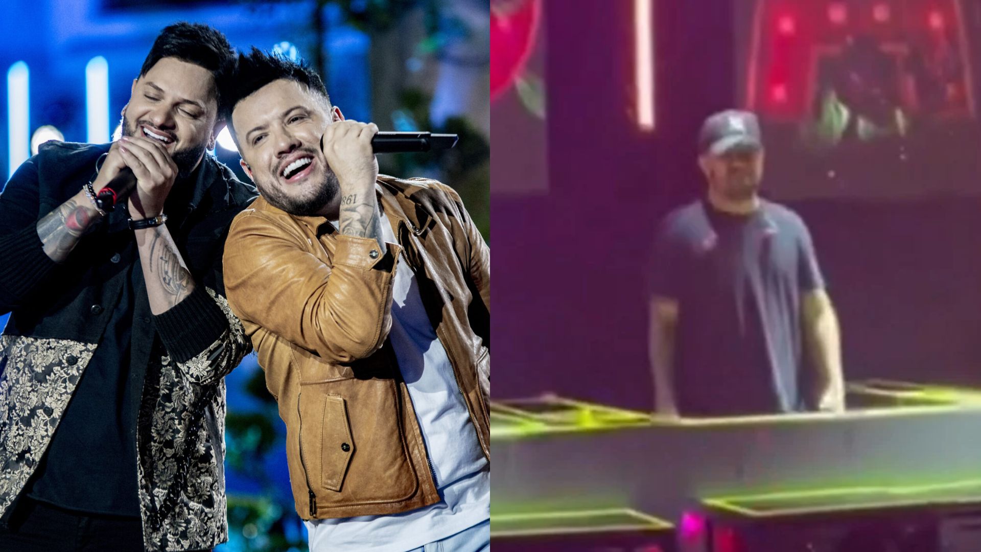 Cantor Victor Hugo, da dupla com Diego, cai de estrutura no palco durante show