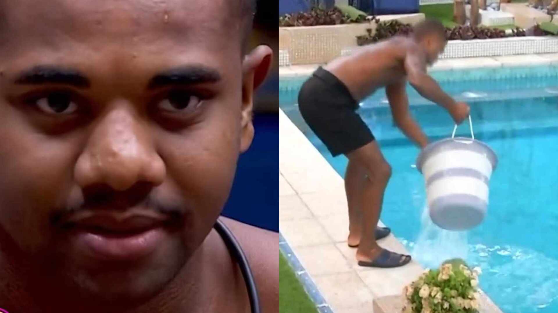 BBB 24: Vingança? Davi acorda e enche balde na piscina: ‘Vai tomar’