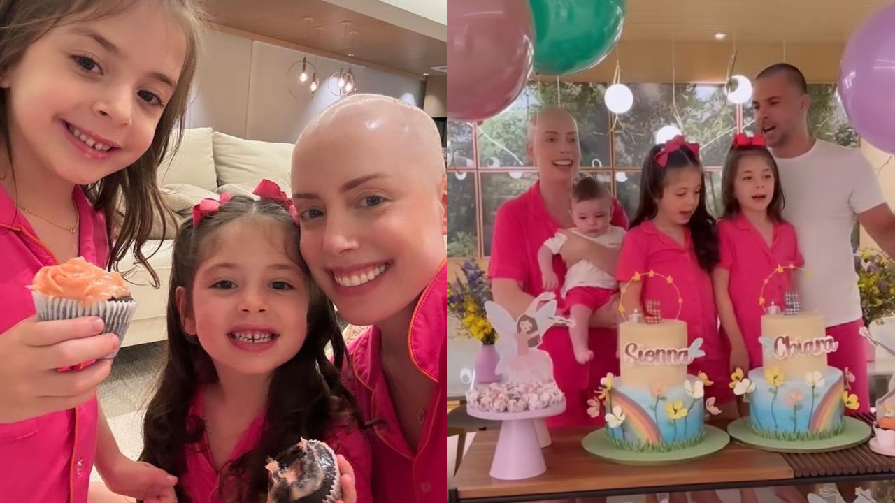 Tratando câncer em casa, Fabiana Justus celebra 5 anos das filhas gêmeas