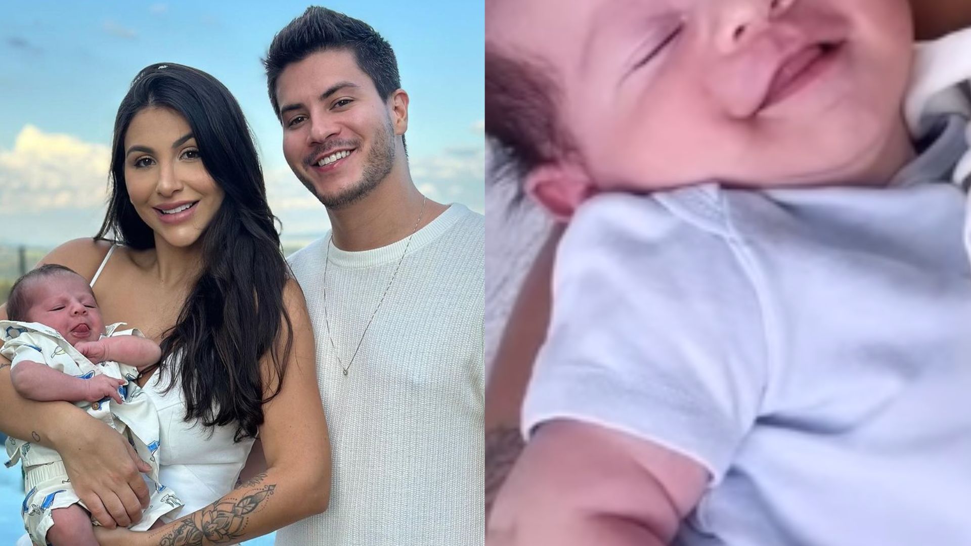 Celebrando um mês de vida, filho de Arthur Aguiar esbanja fofura em nova foto