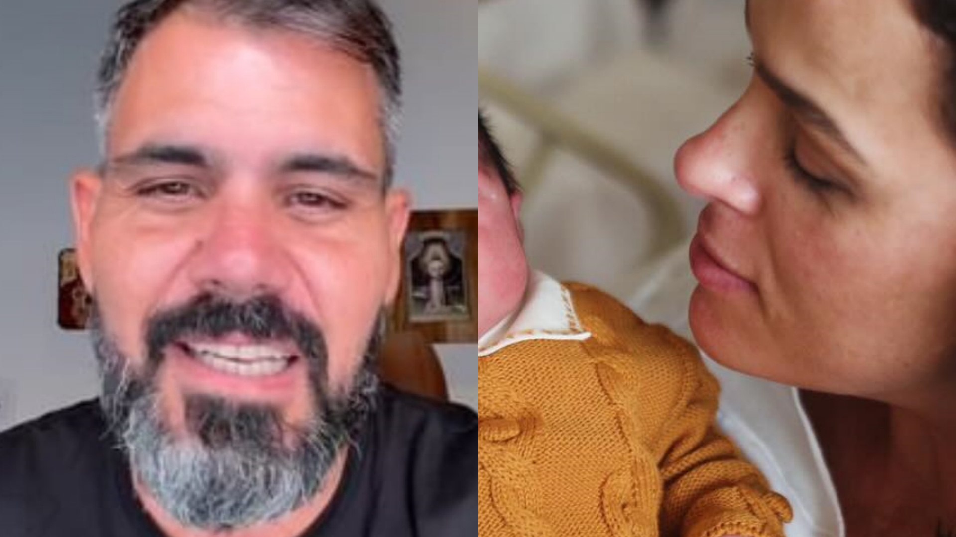 Juliano Cazarré encanta ao mostrar o rostinho do filho recém-nascido